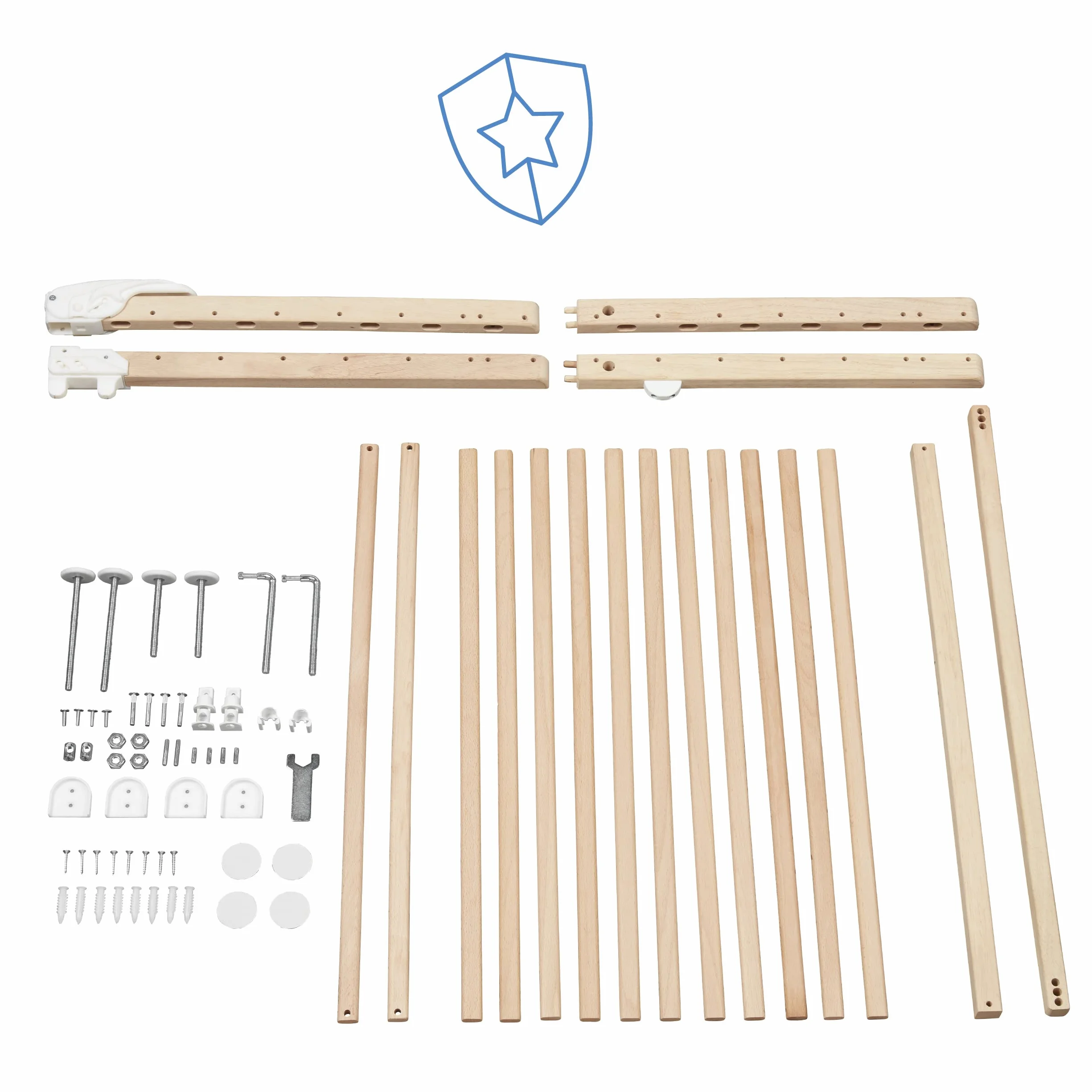 Badabulle Barrière de Sécurité Enfant Bois Deco Pop Extensible 63-106cm Fixation Vis Naturel