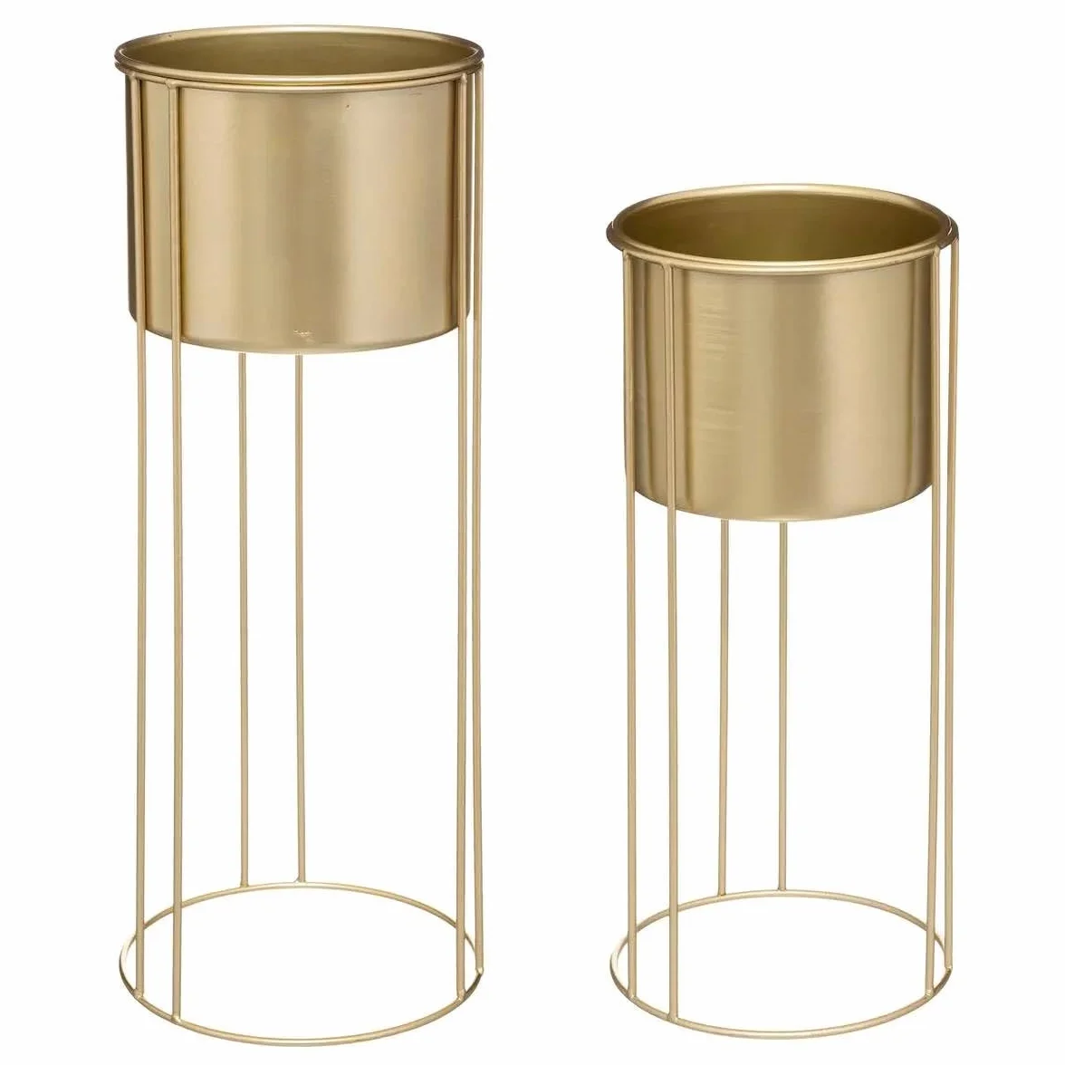 Atmosphera Créateur d'intérieur Cache-Pots sur Pied Artif 58cm Or Lot de 2