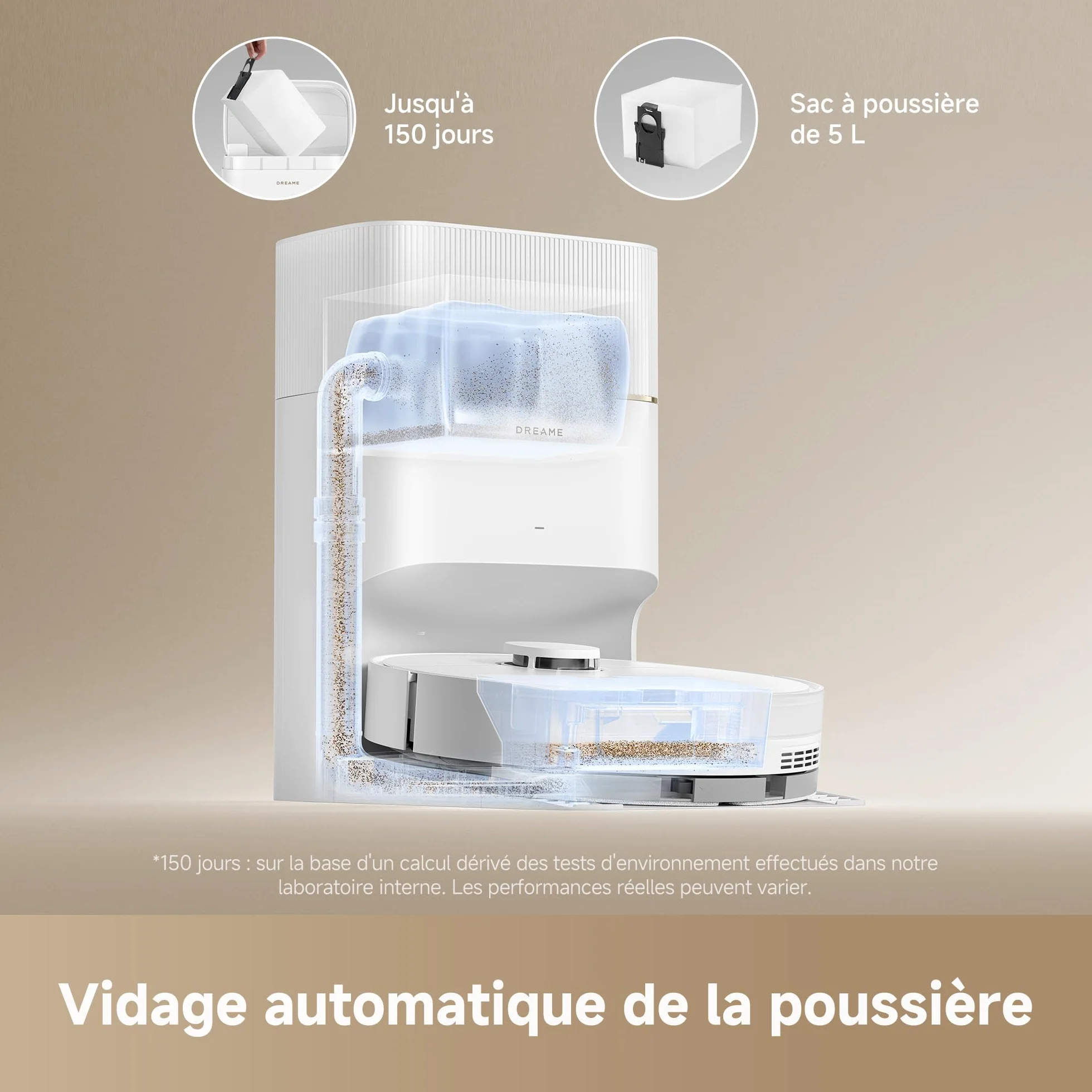dreame D20 Pro Plus Robot Aspirateur 2-en-1, 13 000 Pa, Double Brosse, Auto-Vidage, Laser Navigation, Capteur Distance, Batterie 5200 mAh