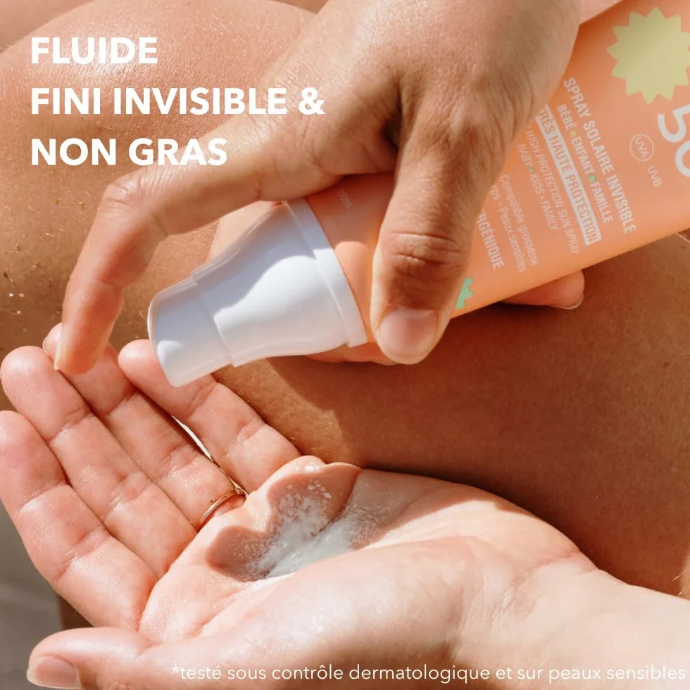 Crème Solaire SPF 50 Plus Bébé Enfant Spray Invisible Visage Corps Peau Sensible Hypoallergénique Aloe Vera
