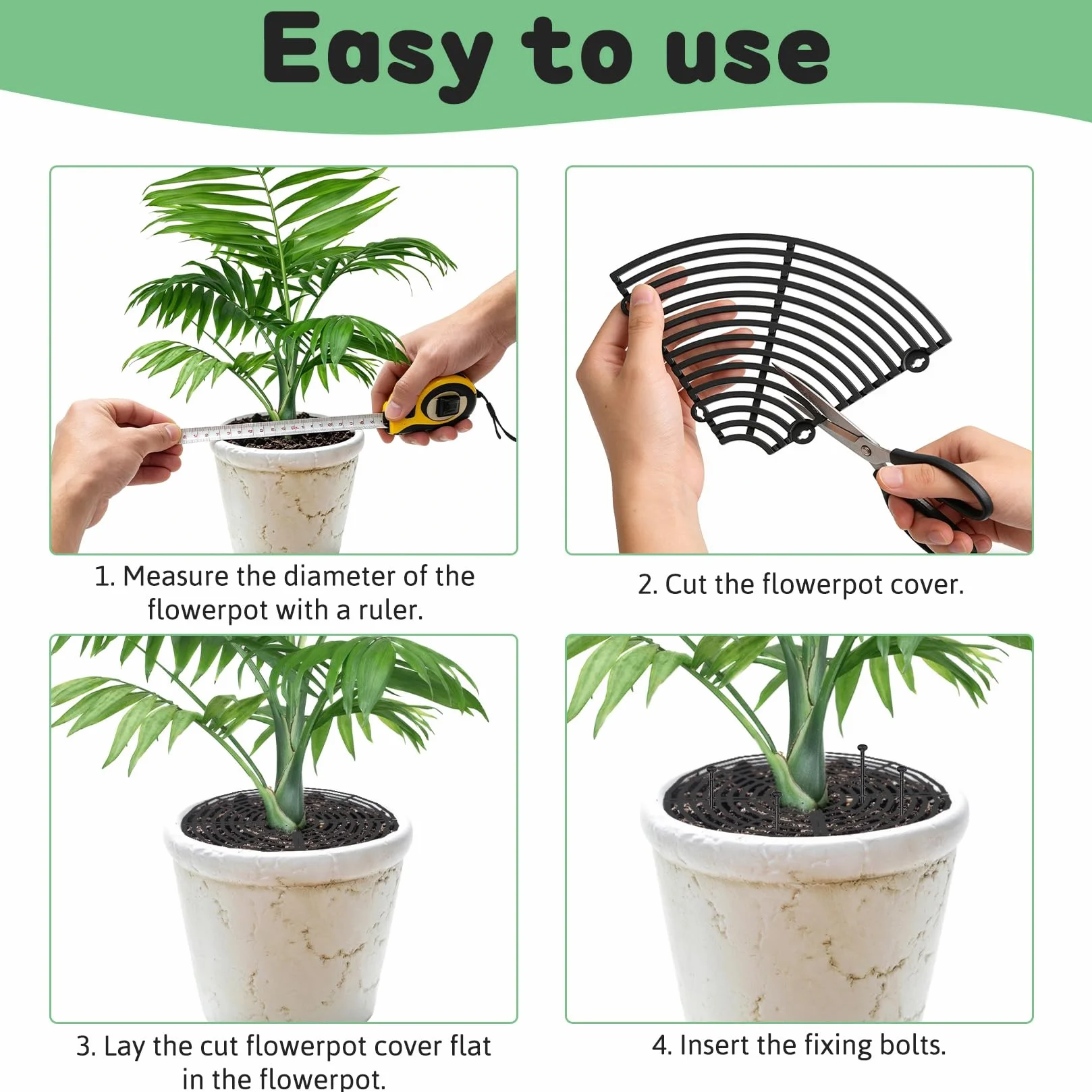 Lot de 2 grilles de protection pour pot de fleurs 50 cm protection plantes chat non toxiques