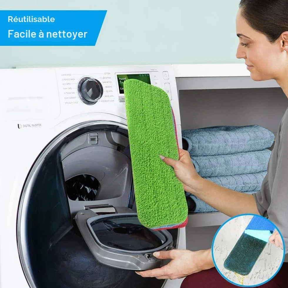 Lingettes Reutilisable Wetjet Microfibre 30x14.5cm Balai Lavable 3PCS