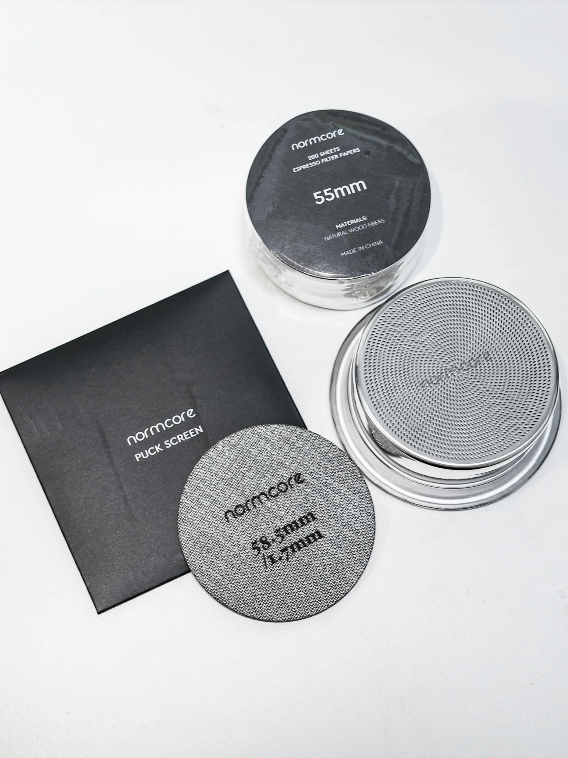 Normcore Filtre à café 58 mm – Panier porte-filtre sans fond de 18 g – Convient pour café de 18 g pour machines à expresso de 58 mm – Acier inoxydable 304