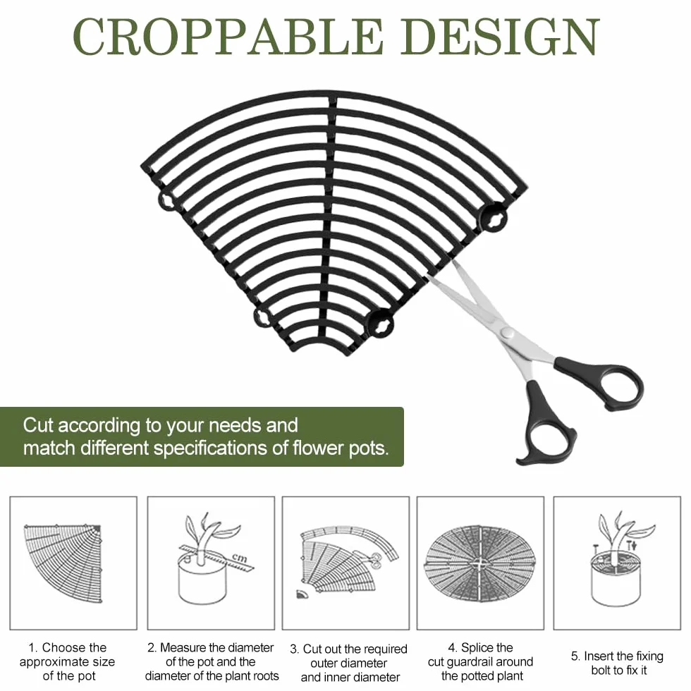 Grille Protection Plante 30 cm Ronde Noir Protege Pot de Fleur Chat