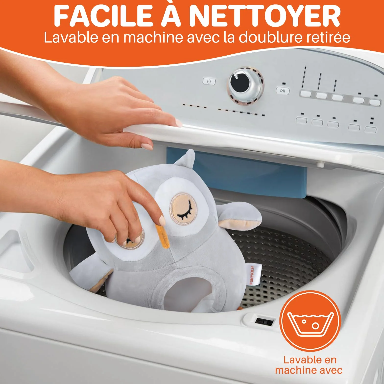Peluche Hibou Apaisante avec Bruit Blanc pour Bébé Jouet Musical Lumineux Veilleuse Lavable en Machine