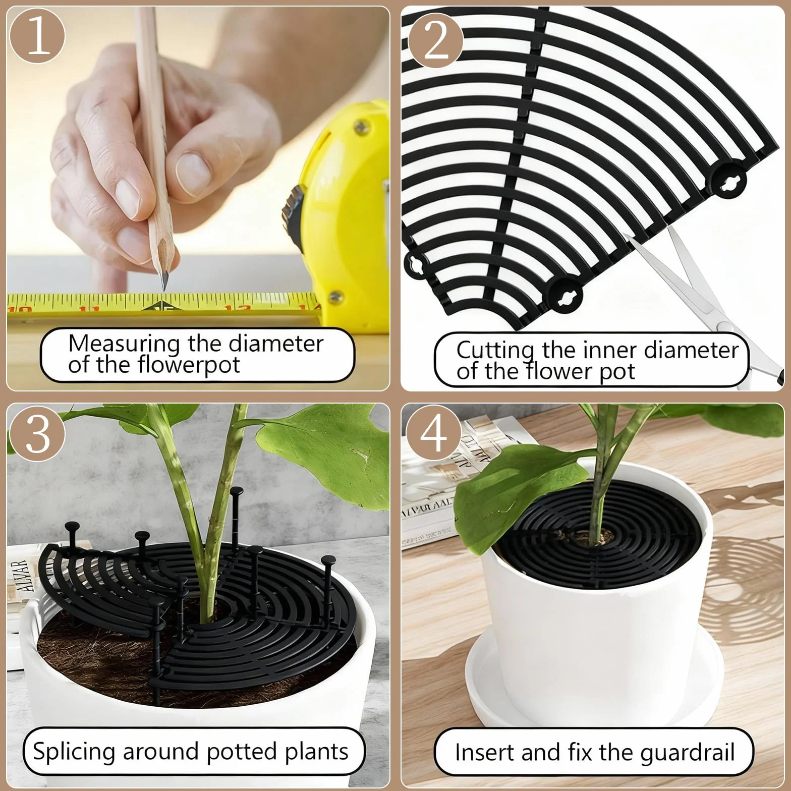 Zimoer Lot de 2 cache-pots de fleurs en plastique noir 30 cm pour chats et bébés