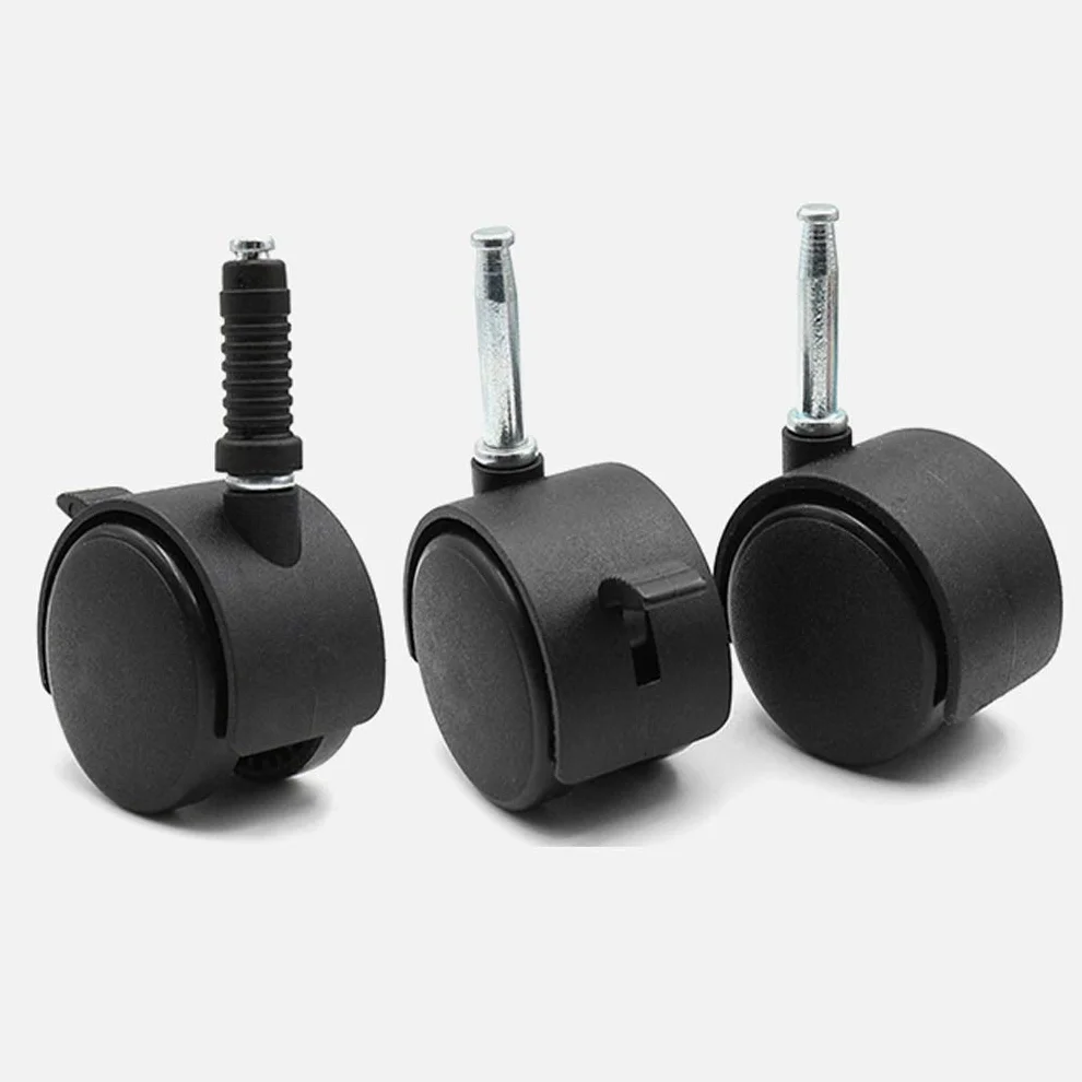 Roulettes de Lit d'enfant en Caoutchouc 2" 4pcs Pivotantes Roue de Meuble Double Roue Charge 80kg Silencieux Noir-Frein