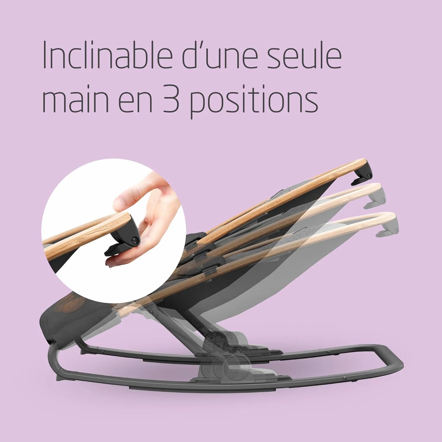 Maxi-Cosi Kori Chaise Transat Bébé 2-en-1 0-6 Mois 9 kg Baby Bouncer 3 Positions d'Inclinaison Léger Compact Essential Graphite