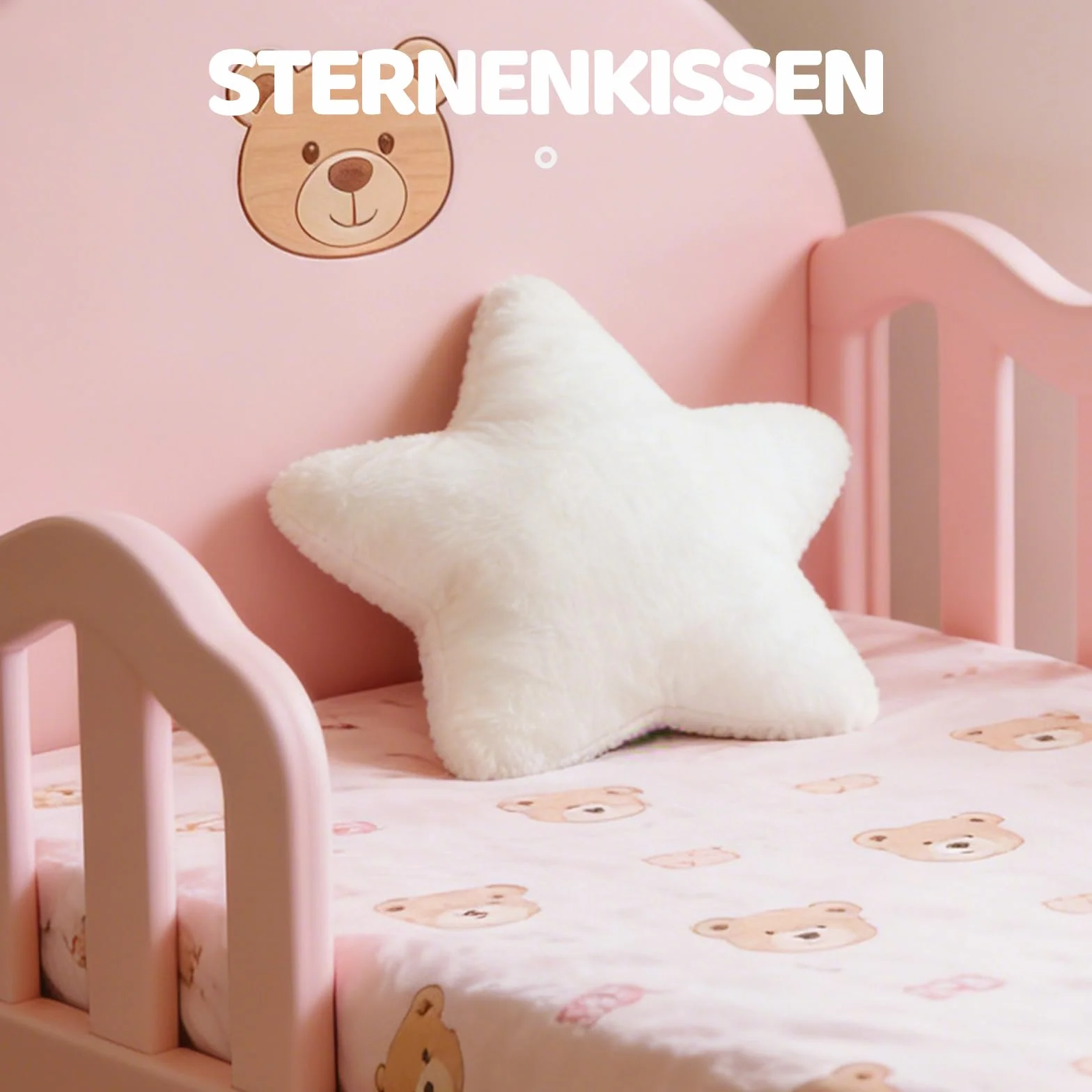 Coussin en peluche étoile décoratif 30 x 30 cm Blanc