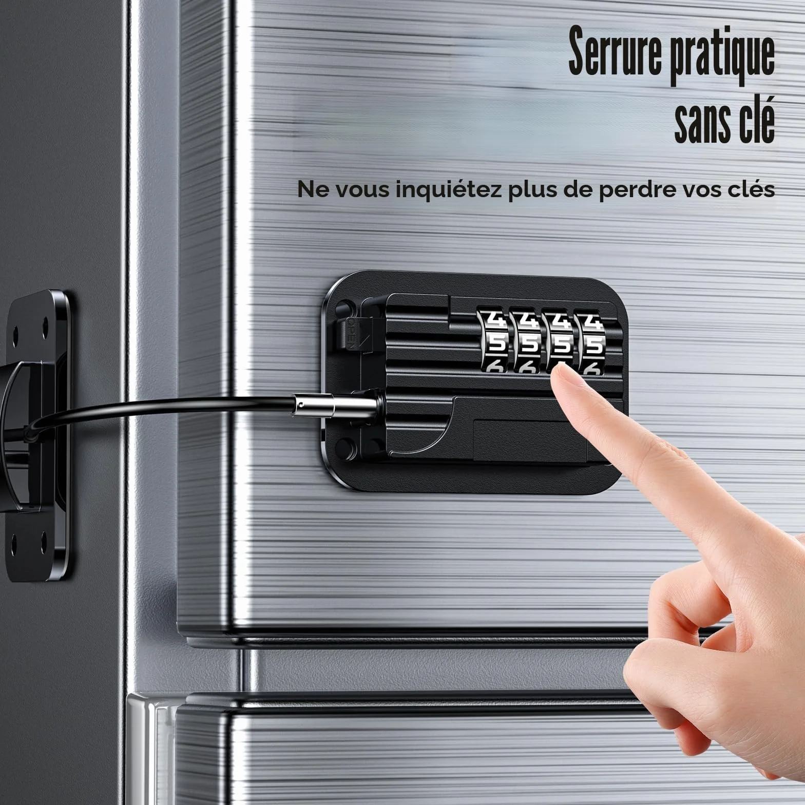 Cadenas Frigo Avec Code, Verrou de Réfrigérateur Sans Percage, Serrure Sécurité Enfants pour Porte Armoire Tiroir (1 Pièce, Noir)