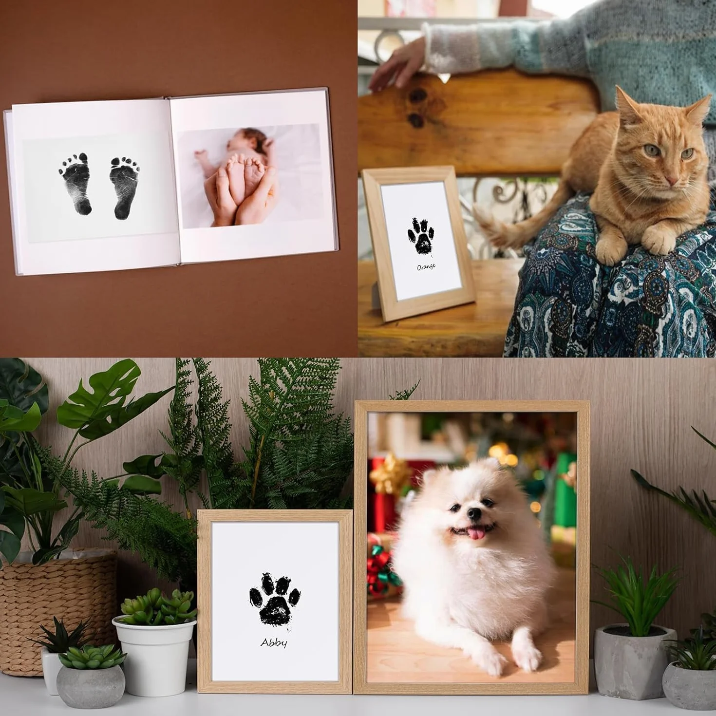 Empreinte Chien Nabance 6pcs Kit Empreinte Chien Chat 12 Cartes Clean Touch Empreintes Bébé Kit Empreinte Pieds et Mains Boîte Cadeau