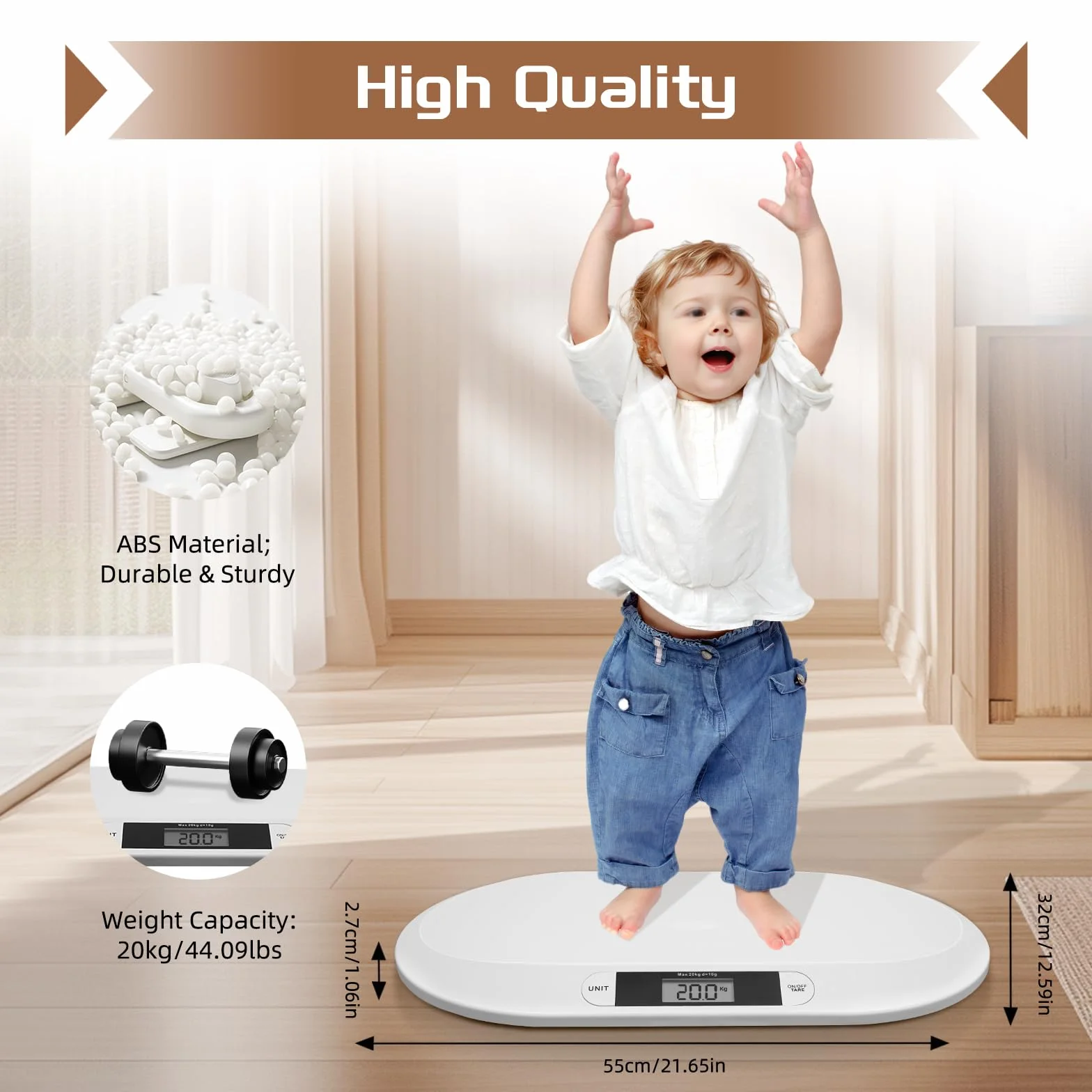 Balance mécanique pour animaux Pèse-bébé LCD Max 20 kg Blanc