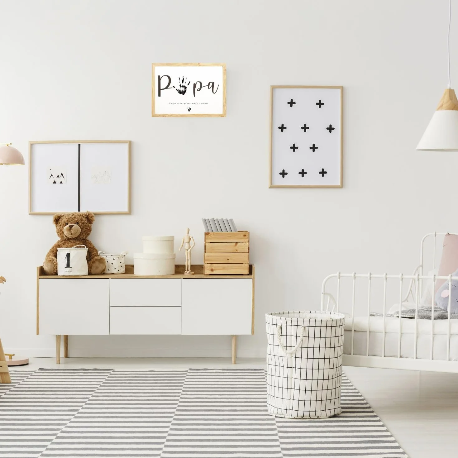 Empreinte Papa Cadeau Fête des Pères avec cadre en bois souvenir bébé