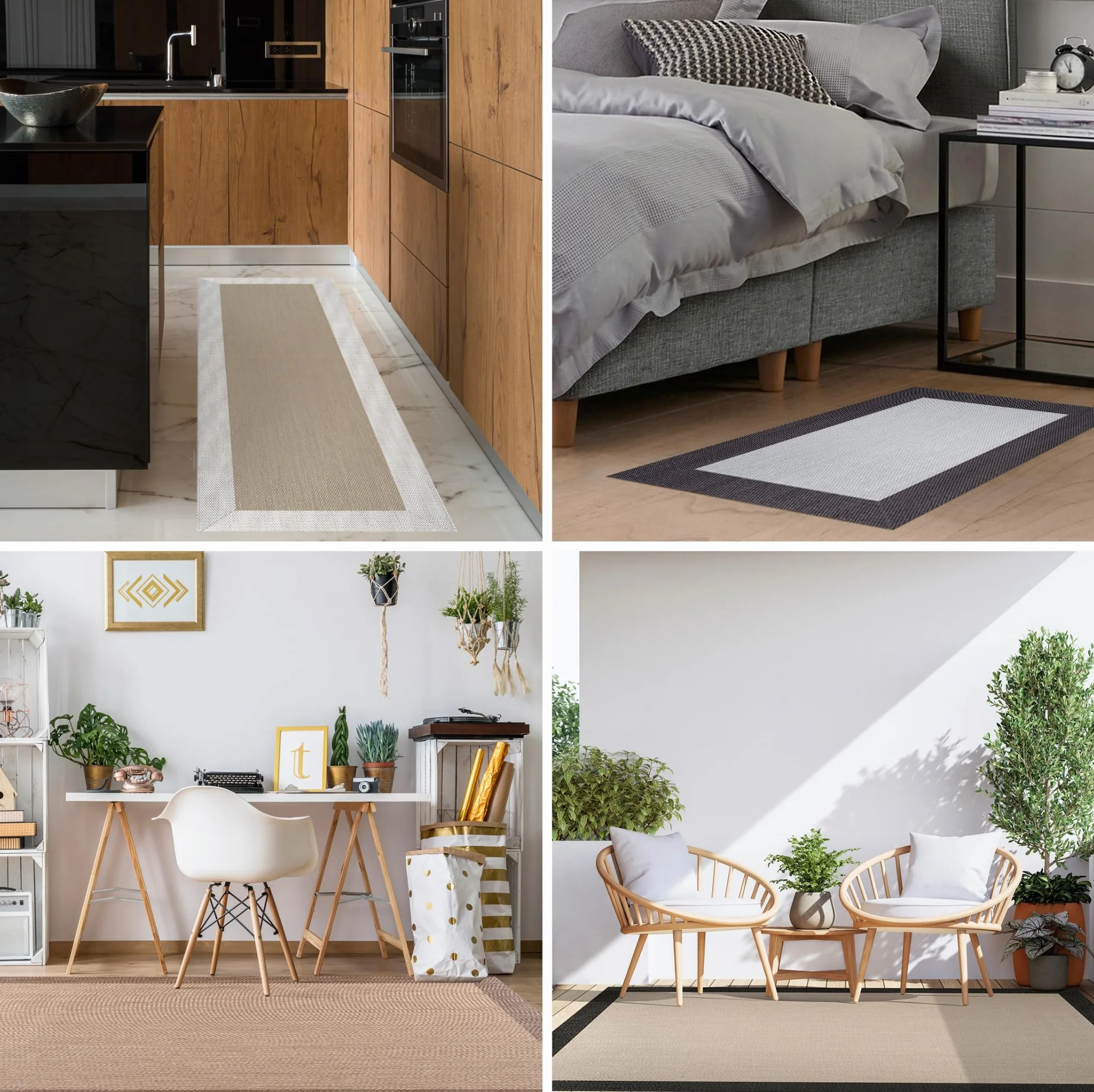 Storesdeco Tapis Vinyle Tissé Lavable Antidérapant 60 x 90 cm Beige