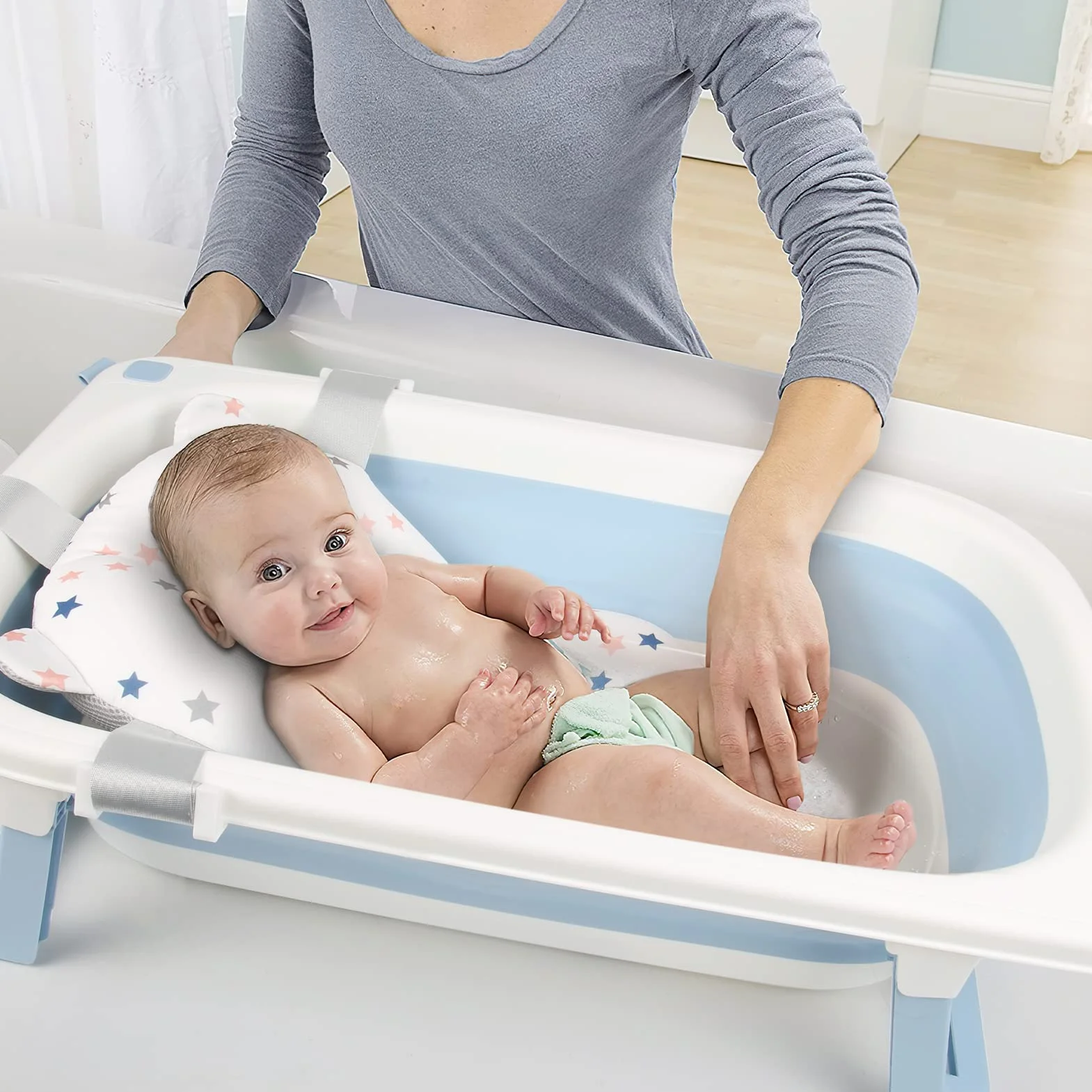 Coussin de Bain Bebe Transat pour Baignoire Siege Matelas Reducteur Baby Hamac Adaptateur Oreiller
