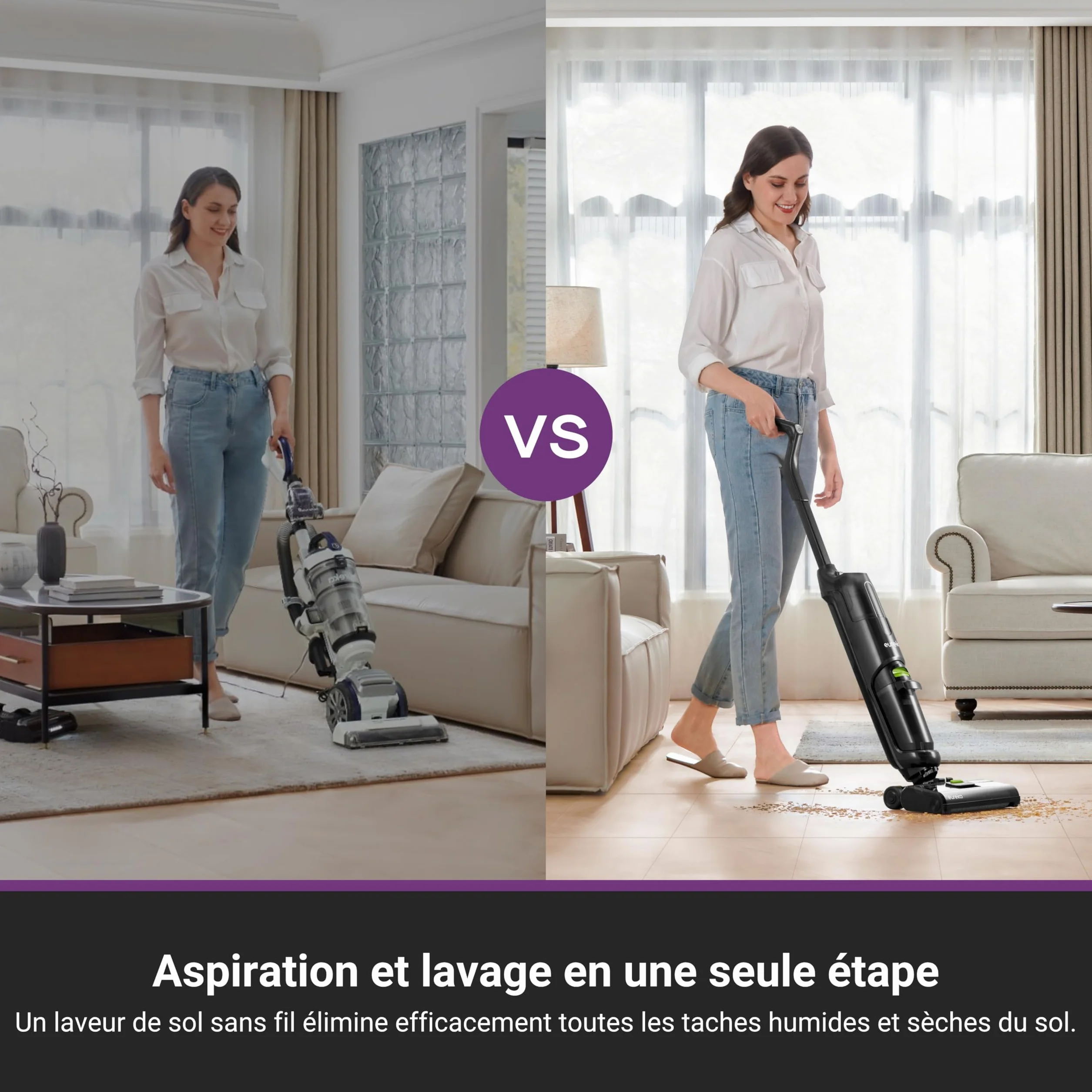 Eureka NEW400 Aspirateur Laveur sans Fil Sols Durs Sec Humide Autonettoyant Longue Autonomie