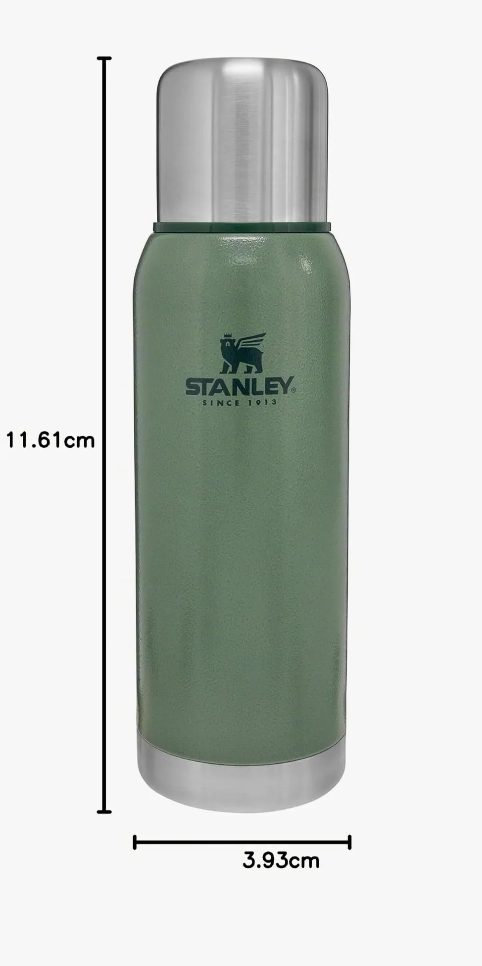 Stanley 1913 Adventure Thermos 1L - Hammertone Green | Maintient la Température 24h (Chaud/Froid) - Bouteille Isotherme - Sans BPA - Termosse Cafe Chaud - Gourde Inox