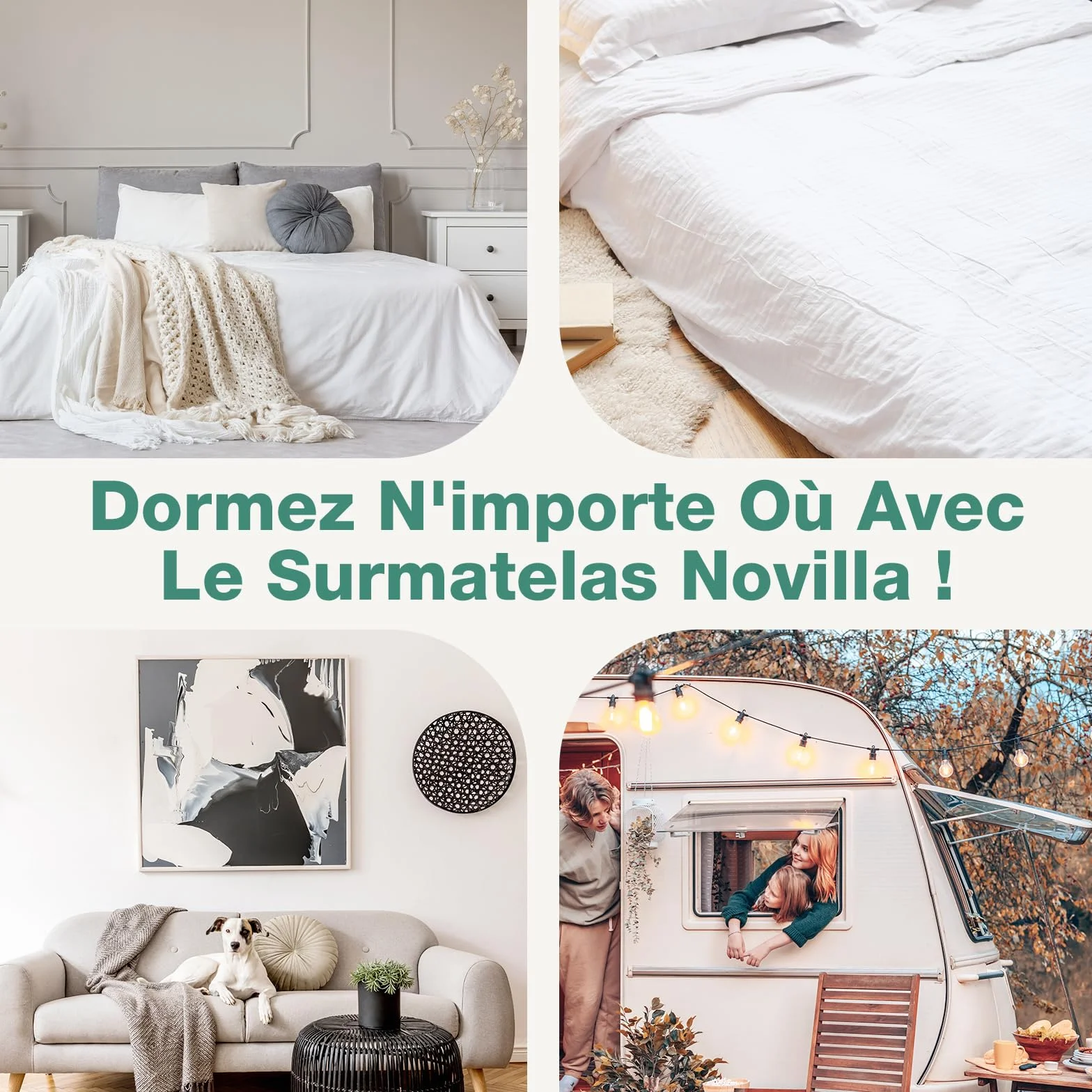 Novilla Surmatelas 140x190 7.5CM Mousse à Mémoire de Forme Gel Antidérapant Lavable