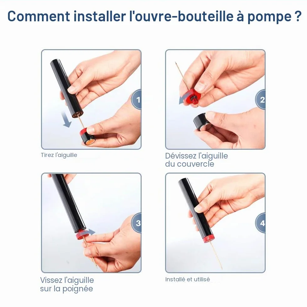 Quntis Tire-Bouchon à Pression d'air 7S, Décapsuleur à Vin Rouge, Pompe à Bouteille Portable