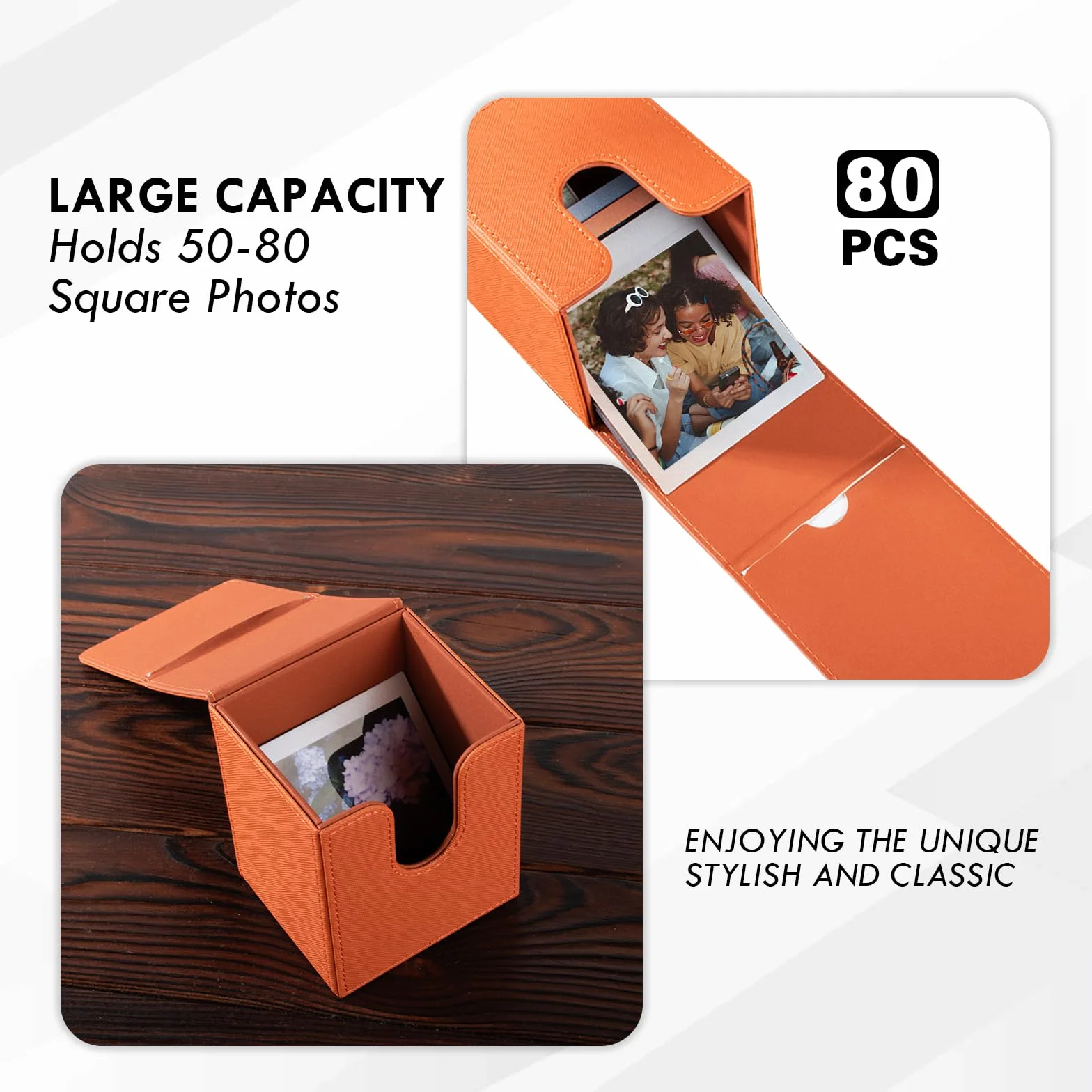 Étui de Rangement pour Films Instax Square, Boîte Photo pour Fujifilm Instax Square 86x72mm SQ1 SQ20 SQ40 SQ10 SQ6 SP-3 Marron