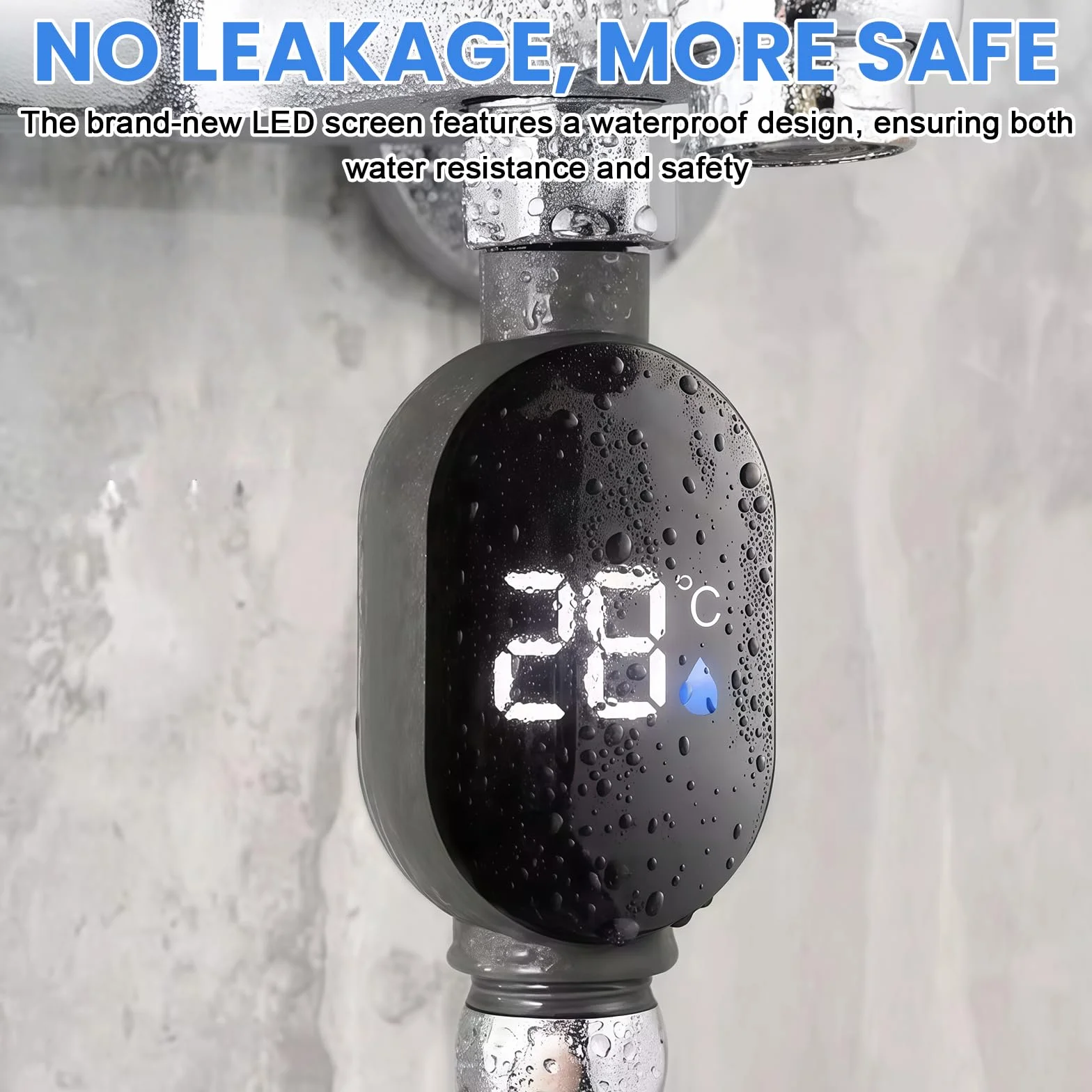 Thermomètre de bain numérique LED étanche 0-99 °C débit d'eau réel lot de 2