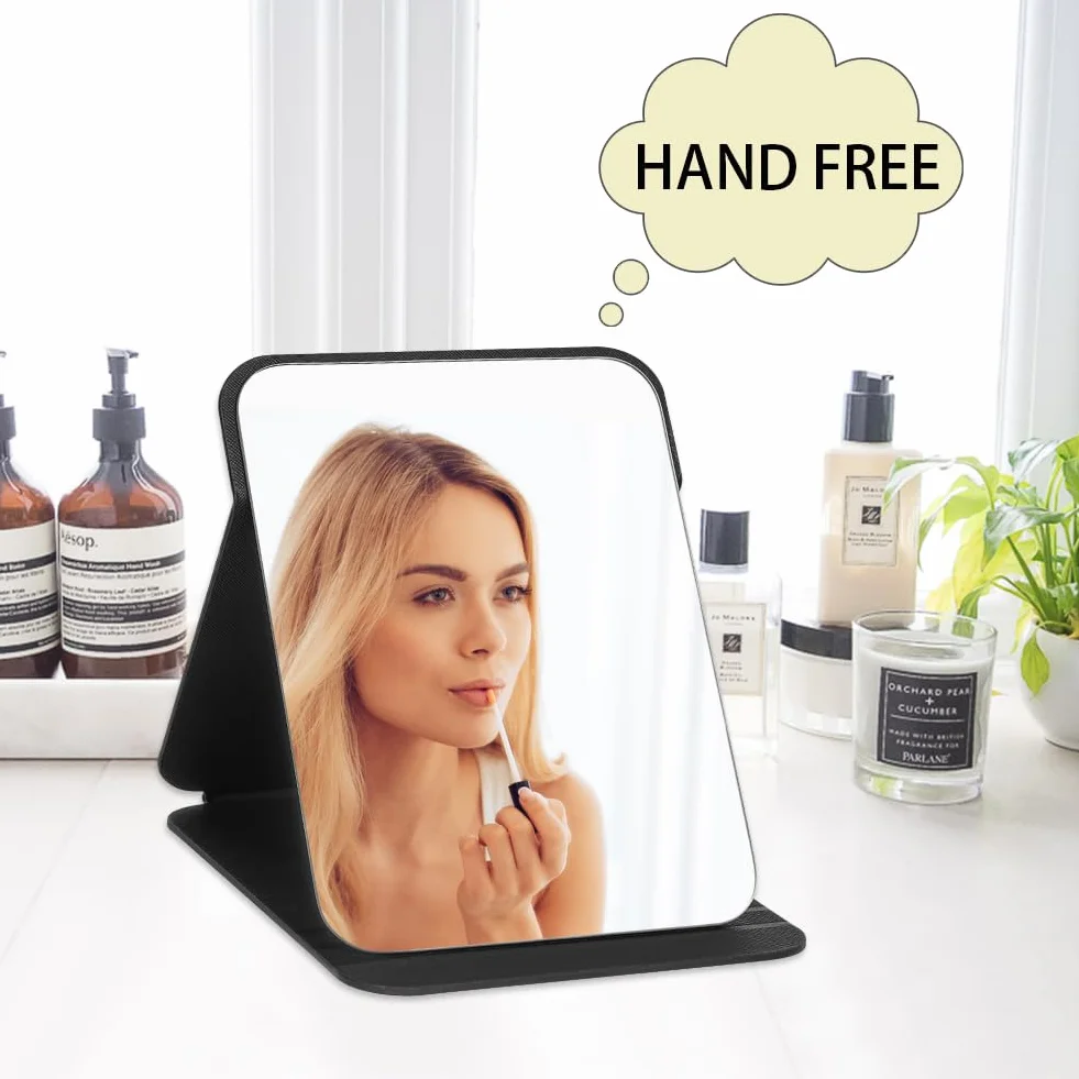 Miroir de Maquillage Portable Table Pliable Super HD Multi Angle Cuir PU 26x18cm