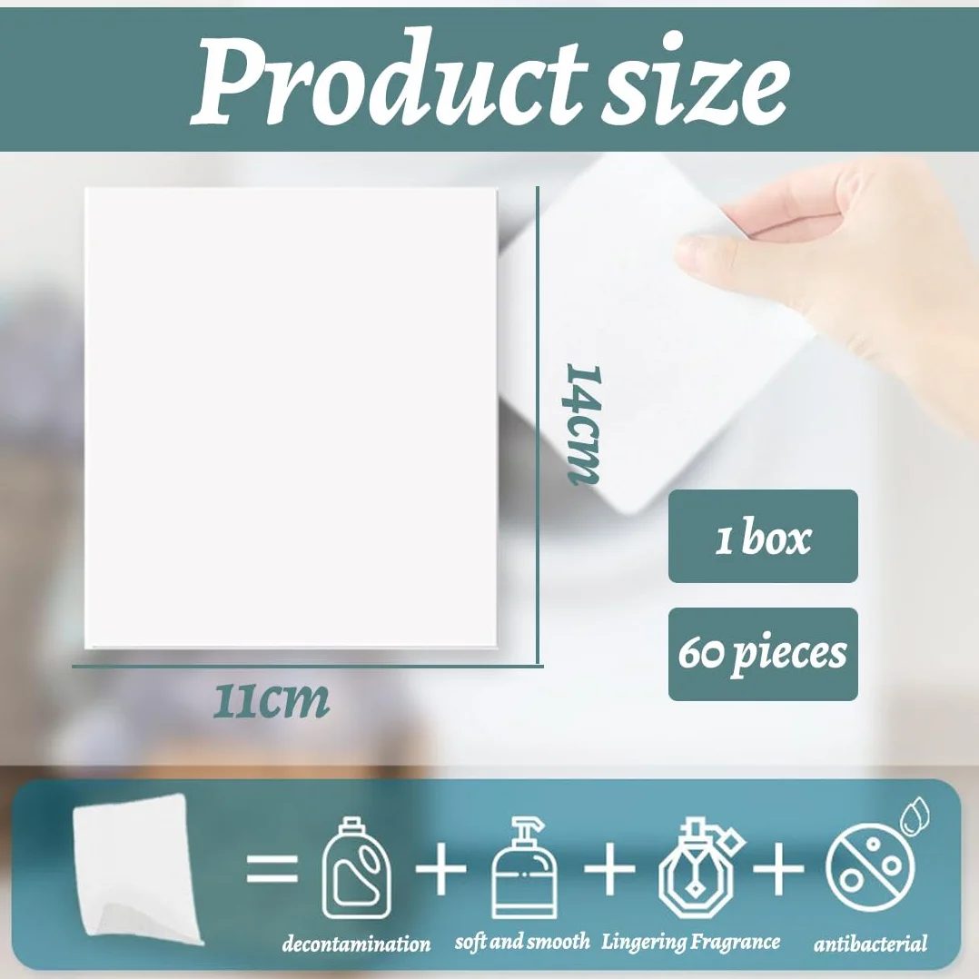 Lessive en Feuille Biodégradable 30 Feuilles 60 Charges Hydrosoluble Hypoallergénique Sans Plastique Blanc et Couleur Fraîcheur Intense