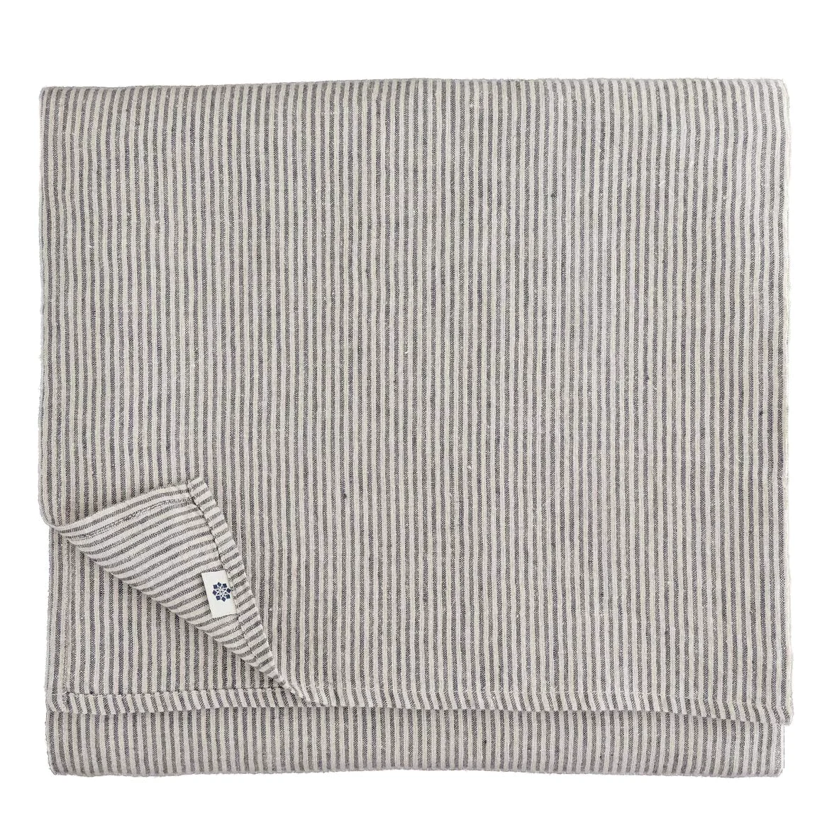 Linen & Cotton Vintage Rustique Rayée Nappe en Tissu Bjorn - 100% Lin Lavé, Beige Naturel Noir (153 x 153 cm) Drap de Table Champetre Campagne Carrée Lavable Machine pour Maison Cuisine Salle à Manger