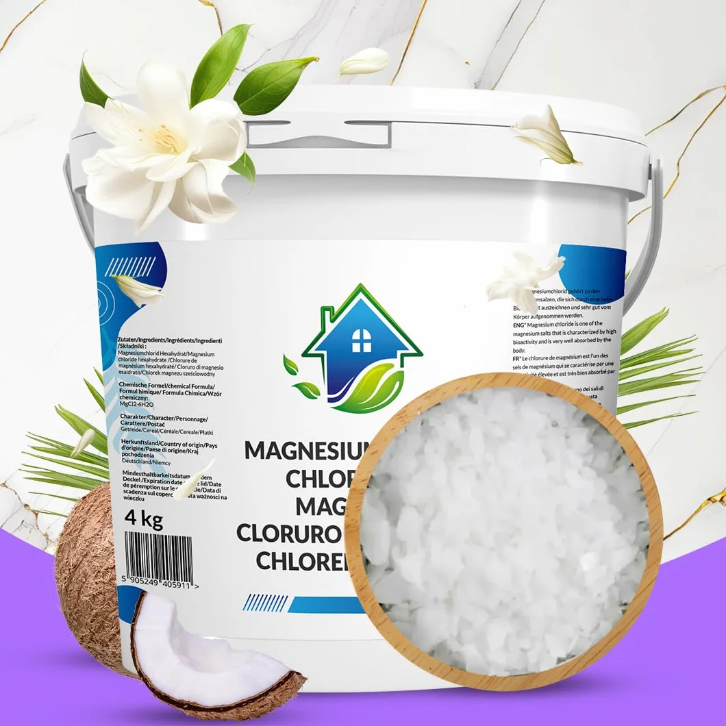 Chlorure de Magnésium Flakes 8 kg Cristaux de Magnésium pour Spa Sel de Bain Relaxant Hexahydraté