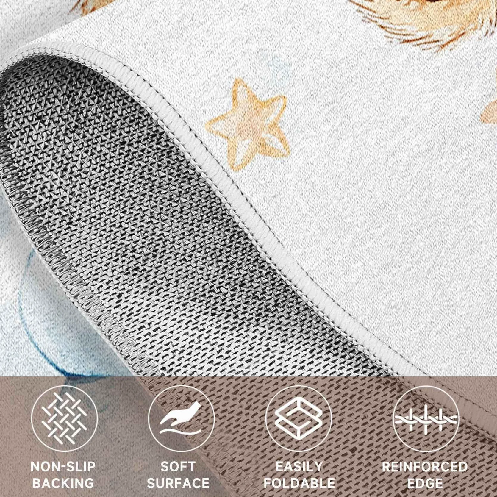 Tapis Ours en Peluche pour Chambre d'enfant, Motif Aquarelle, Ballons, étoiles et Nuages, antidérapant et Lavable pour Chambre de bébé (80 x 140 cm)