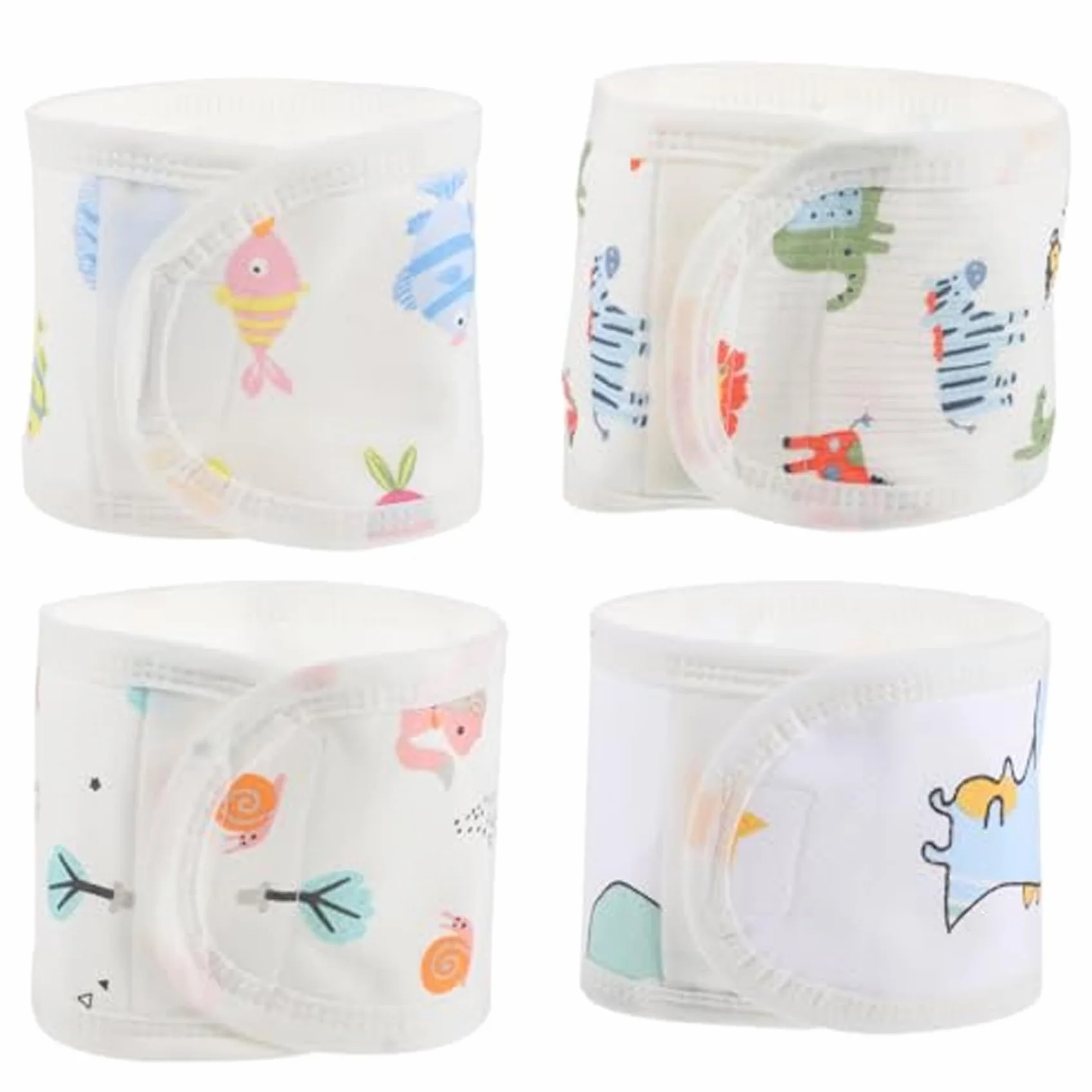 Lot de 4 housses de cordon ombilical pour nouveau-né 0-12 mois, bande nombril en coton doux, 4 styles, bande ventre bébé
