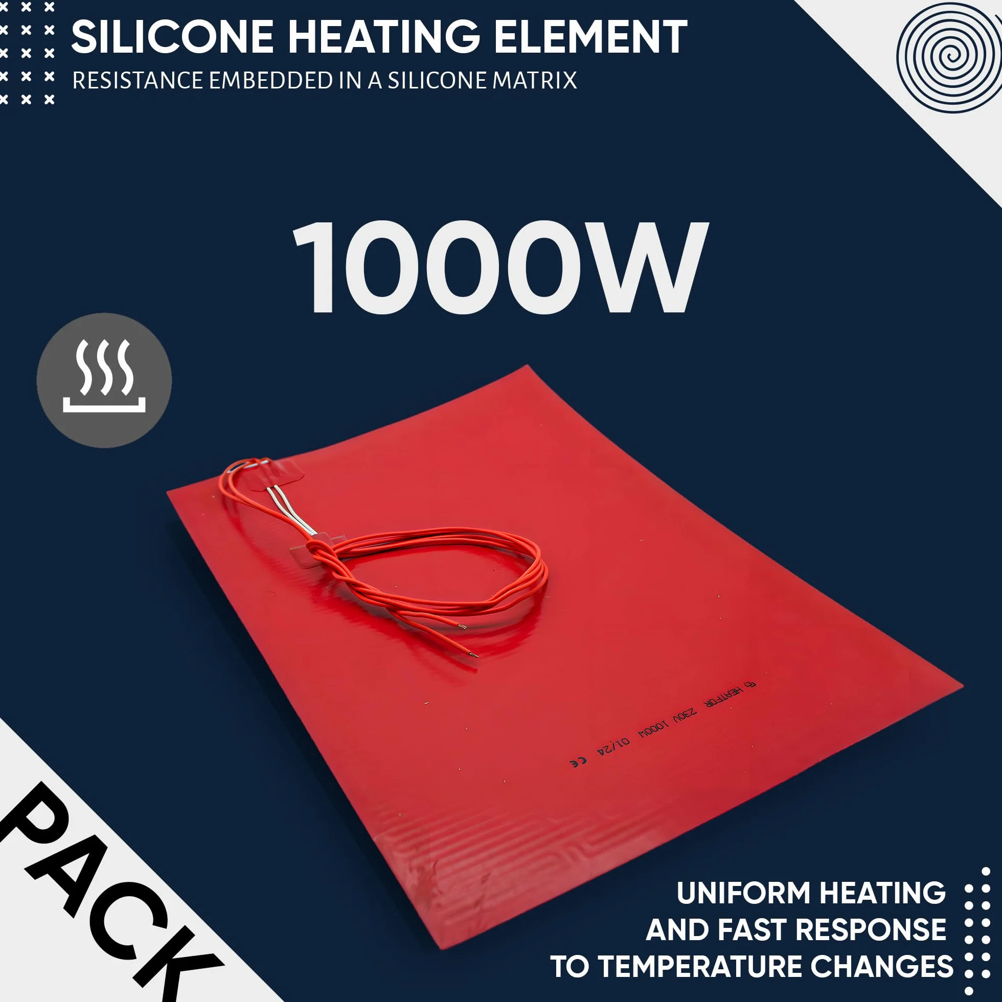 Coussin Chauffant Electrique Silicone 400x290mm 1000W 220V Resistance Chauffante