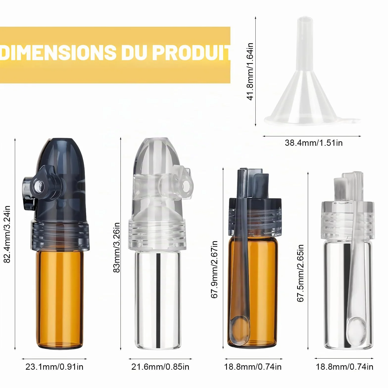 Sniffer Doseur 4 Pièces Couleurs Marron Blanc Outils Épices Poudre Spice Bottles Entonnoir Camping Voyages