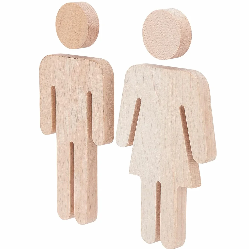 GORGECRAFT Panneaux de Toilette en Bois pour Porte de Salle de Bain, Identification Toilettes Hommes Femmes