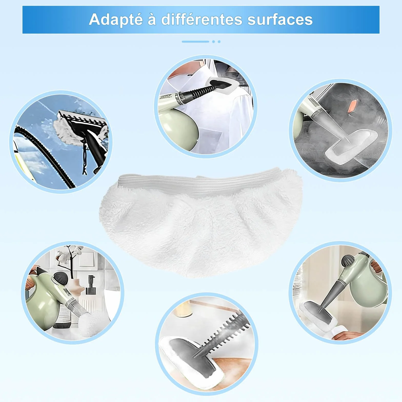Accessoires Nettoyeur Vapeur Universels, Pads Lavables, Chiffons Microfibre 10 Pièces