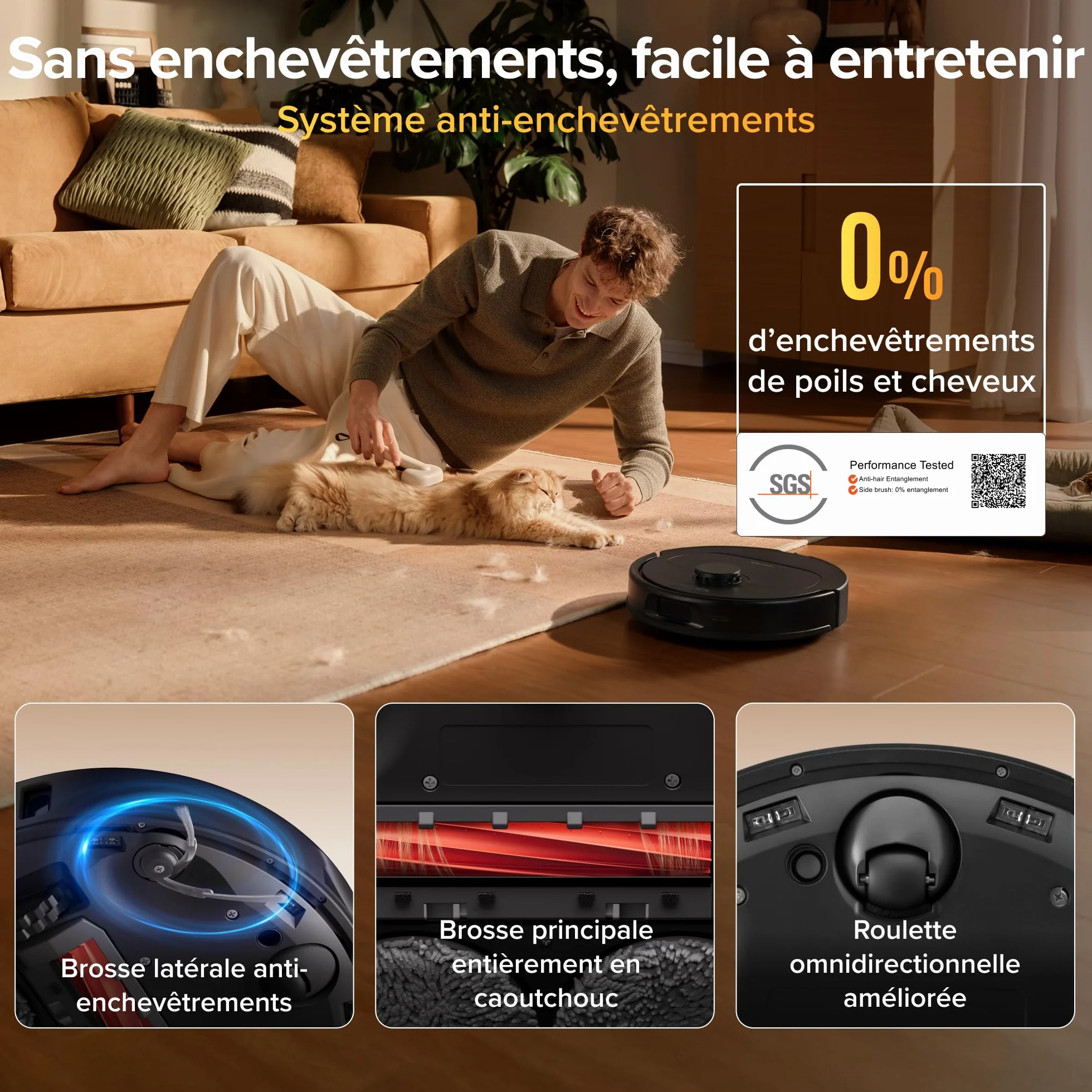 Roborock Qrevo S Pro Robot Aspirateur Laveur 18 500 Pa 45 °C Séchage à l’air Chaud 75 °C Autonettoyant