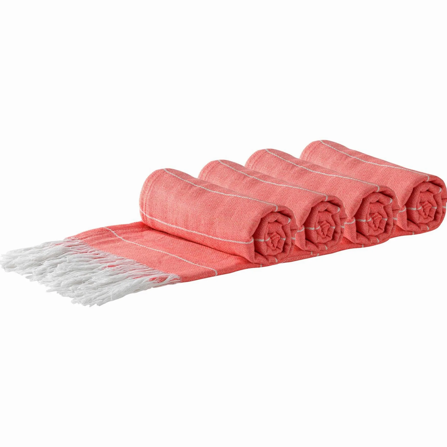 Nicola Spring Ensemble de 4 100% Coton Turc Serviettes | Plage Bain Gym Sauna | Hammam Peshtemal Fouta Style Throw Fiche - Cantaloup