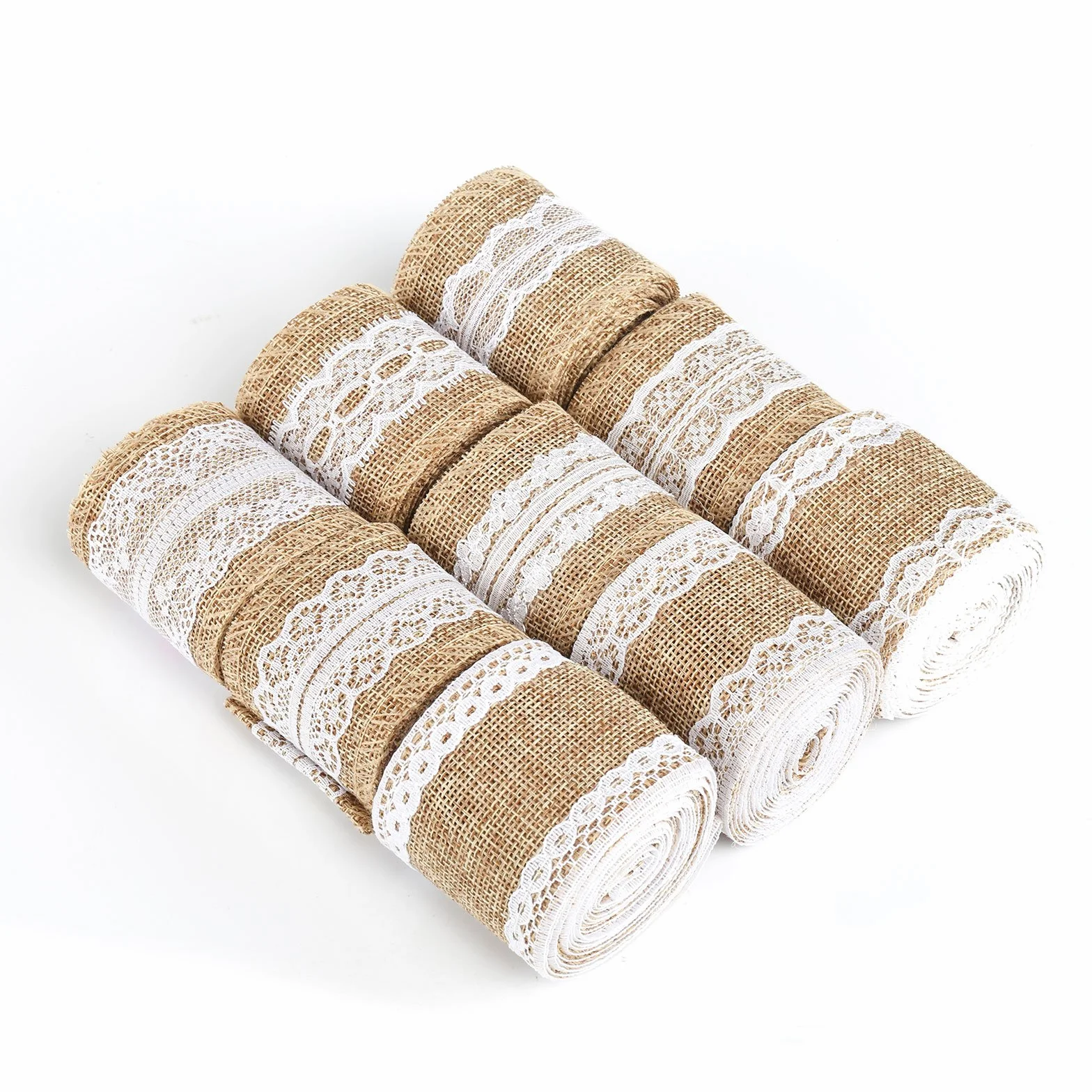 Ruban Jute Naturel avec Dentelle Décorations Mariage Noël Craft Kit de 9