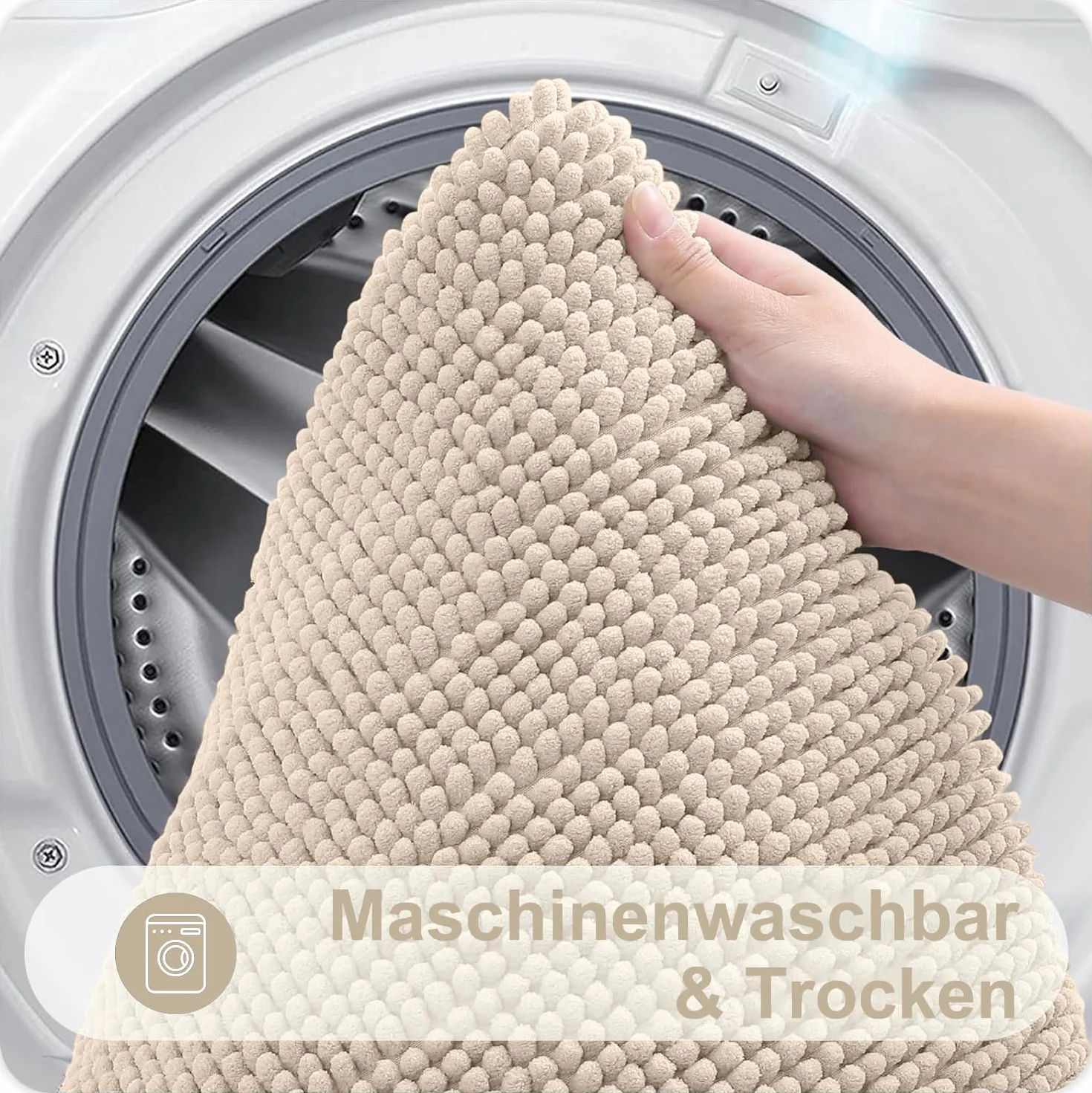 Tapis de bain en chenille antidérapant 40 x 60 cm beige