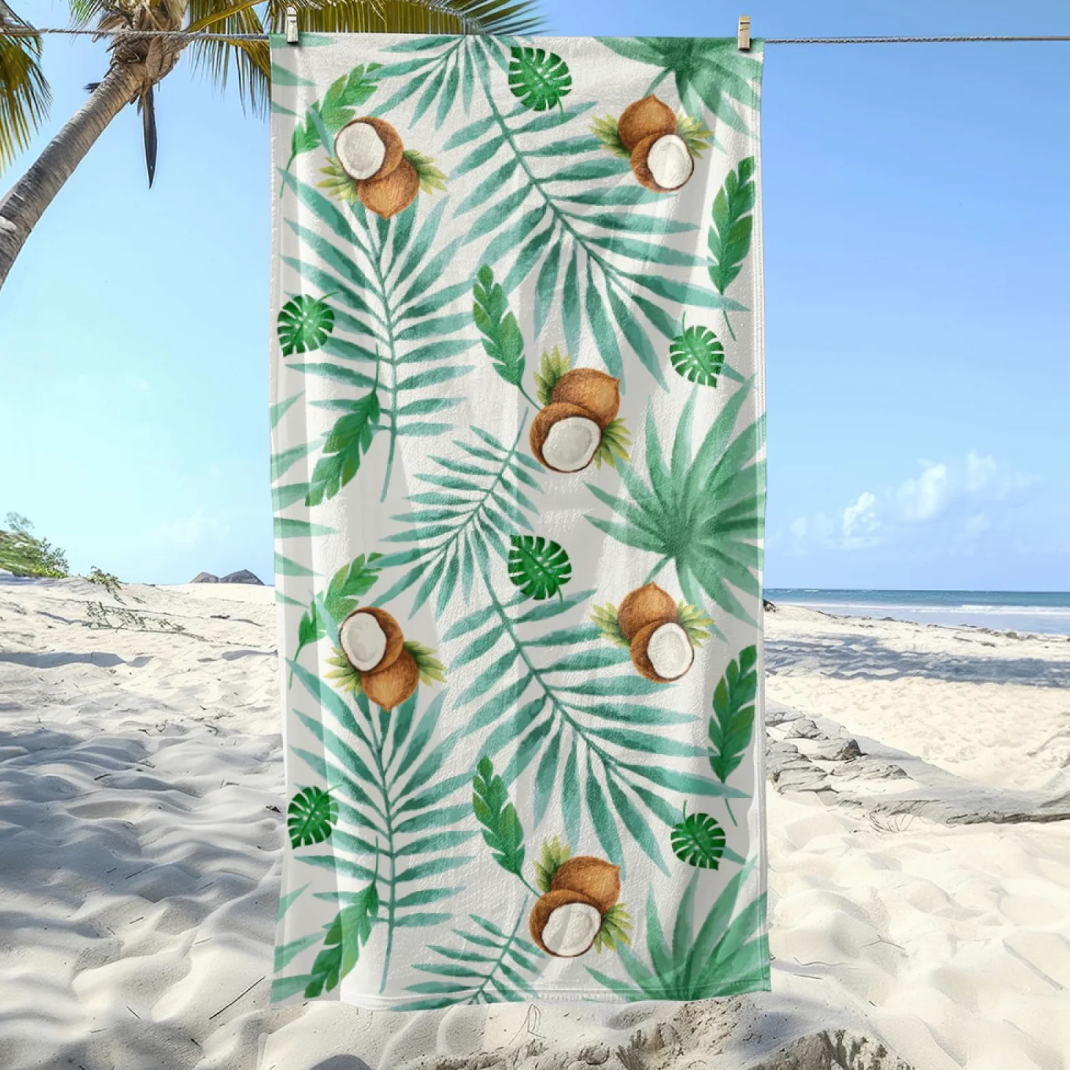Tapis de Plage XXL Anti Sable Noix De Coco Brune Serviette Piscine Adulte,Natte De Plage Pliable, Voyage Accessoires De Plage Camping,Serviette de Bain Personnalisée