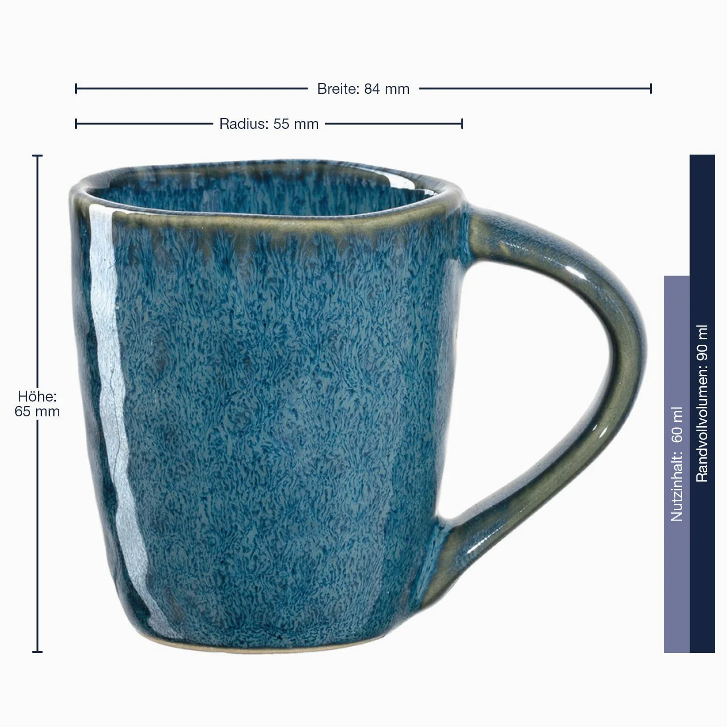 LEONARDO HOME 018596 MATERA Lot de 4 tasses à expresso en céramique Bleu 90 ml