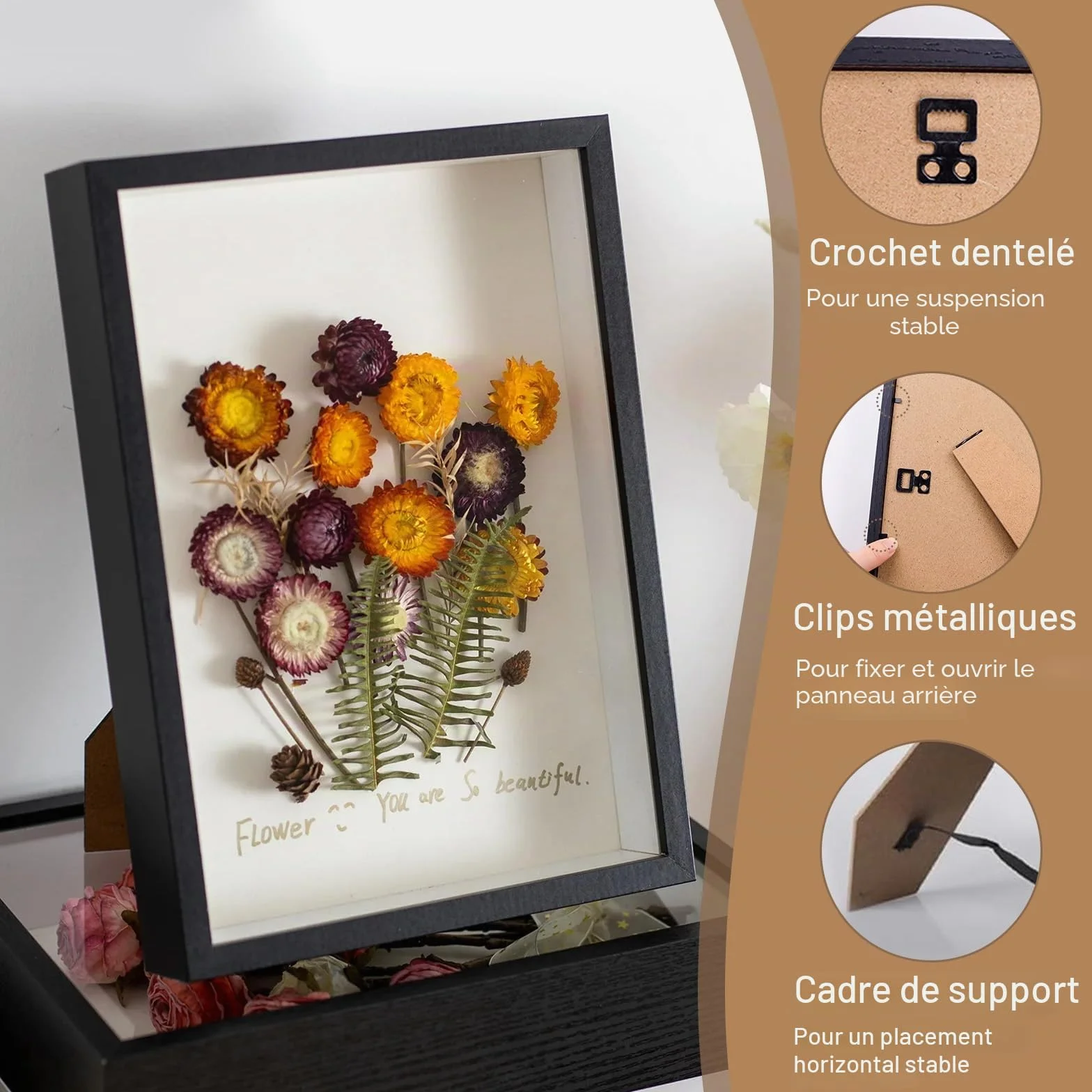 XIATIAN Cadre Photo Profond 3D 25,4 x 20,3 cm Noir Cadre Vitrine à Remplir