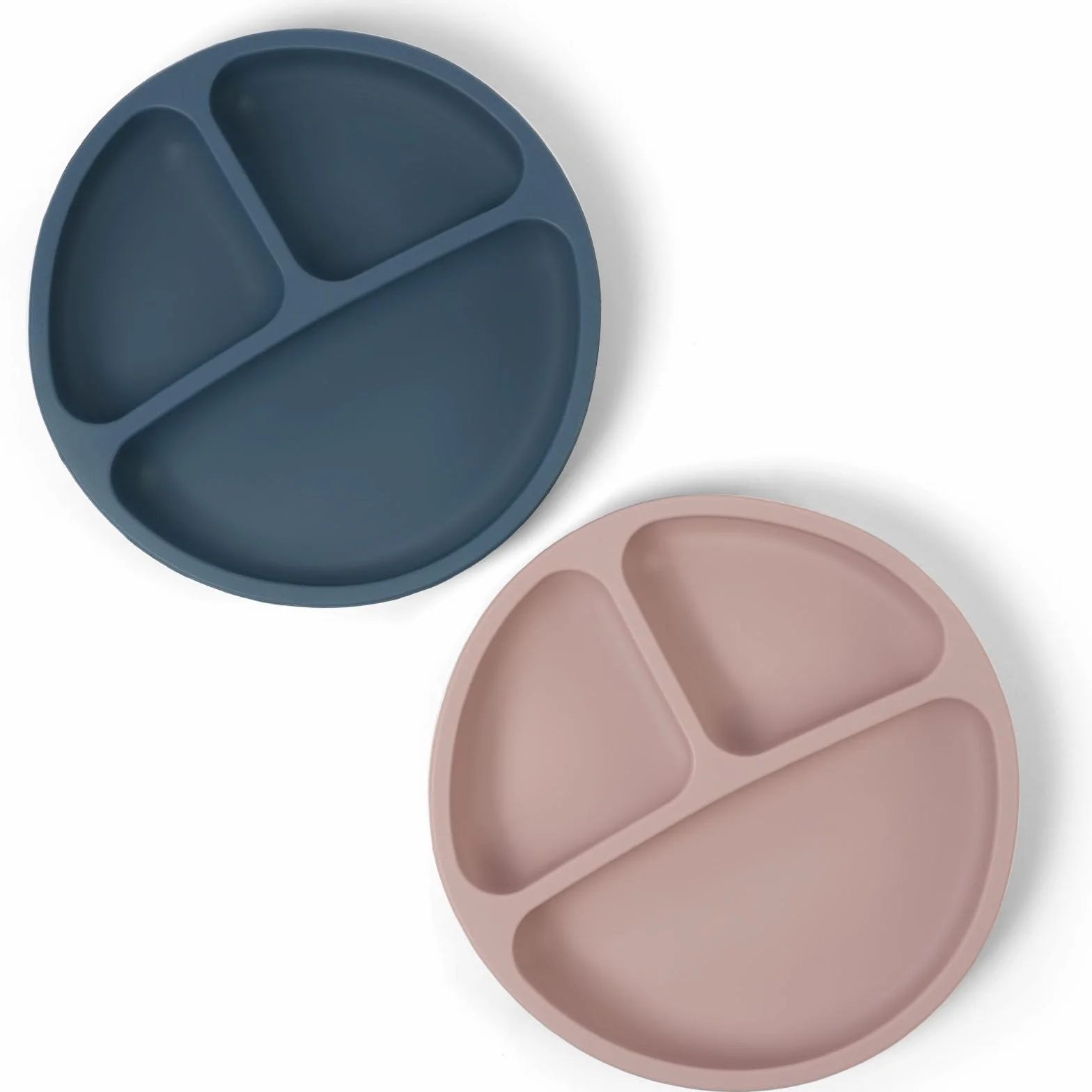 Assiettes en Silicone avec Ventouse 2PCS Incassable Passe Au Lave-vaisselle et Au Micro-ondes Marron Gris foncé