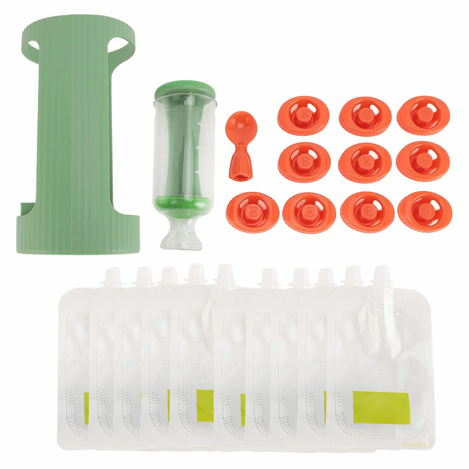 Station de Remplissage de Purée Fruits, étui en Plastique qualité Aliments pour Voyager (GREEN)