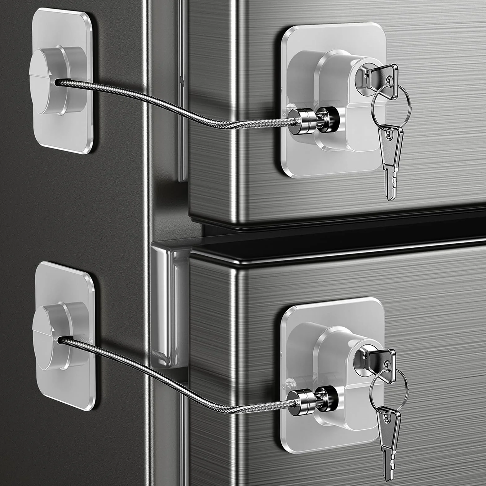 Cadenas Frigo Porte avec Clés pour Bébés Enfants Adultes Verrou Auto-adhésif Sécurité Armoires Tiroirs Four Fenêtres Blanc 2 Pièces