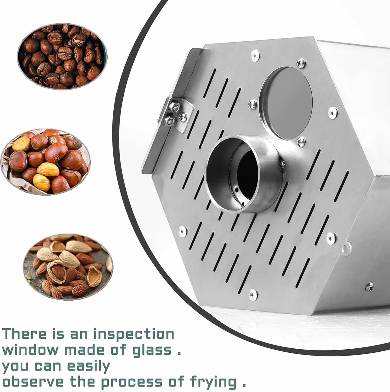 Torréfacteur de Grains de café 5L Commercial en Acier Inoxydable Type Tambour à gaz
