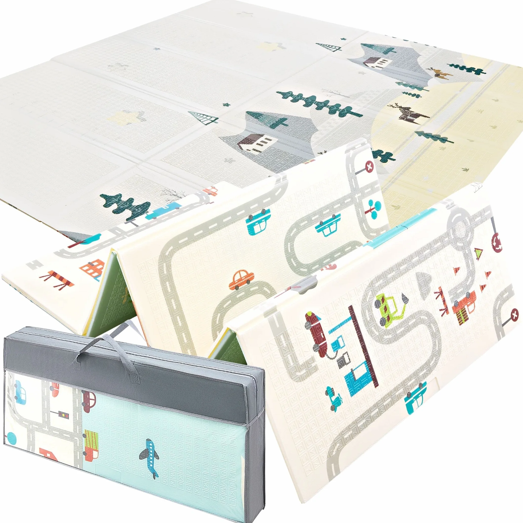 Mamabrum Tapis de jeu pour bébé 200 x 180 x 1 cm Pliable Mousse Étanche Portable Non toxique
