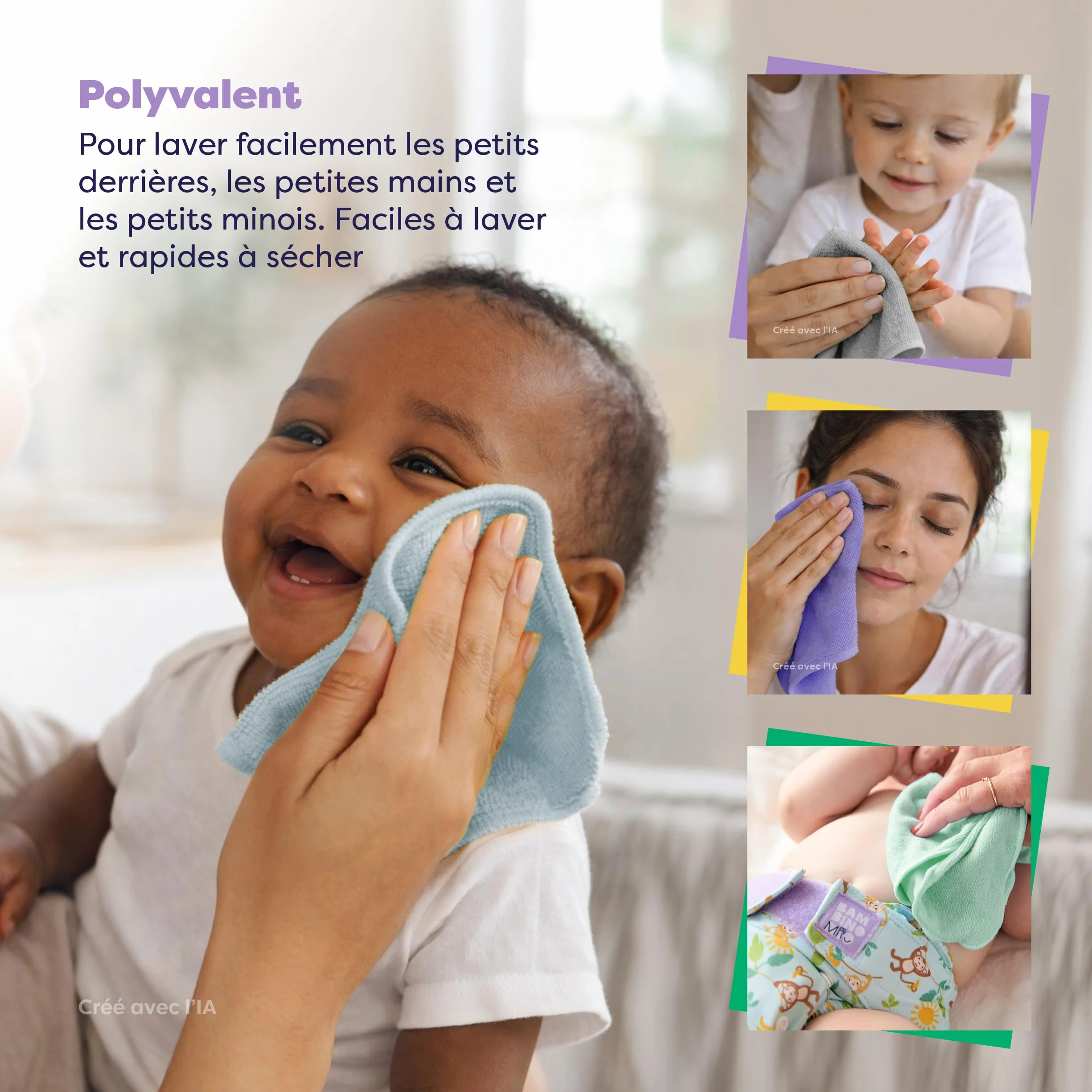 Bambino Mio Lingettes Bébé Lavables Ultra Doux Lot De 10 Nuage