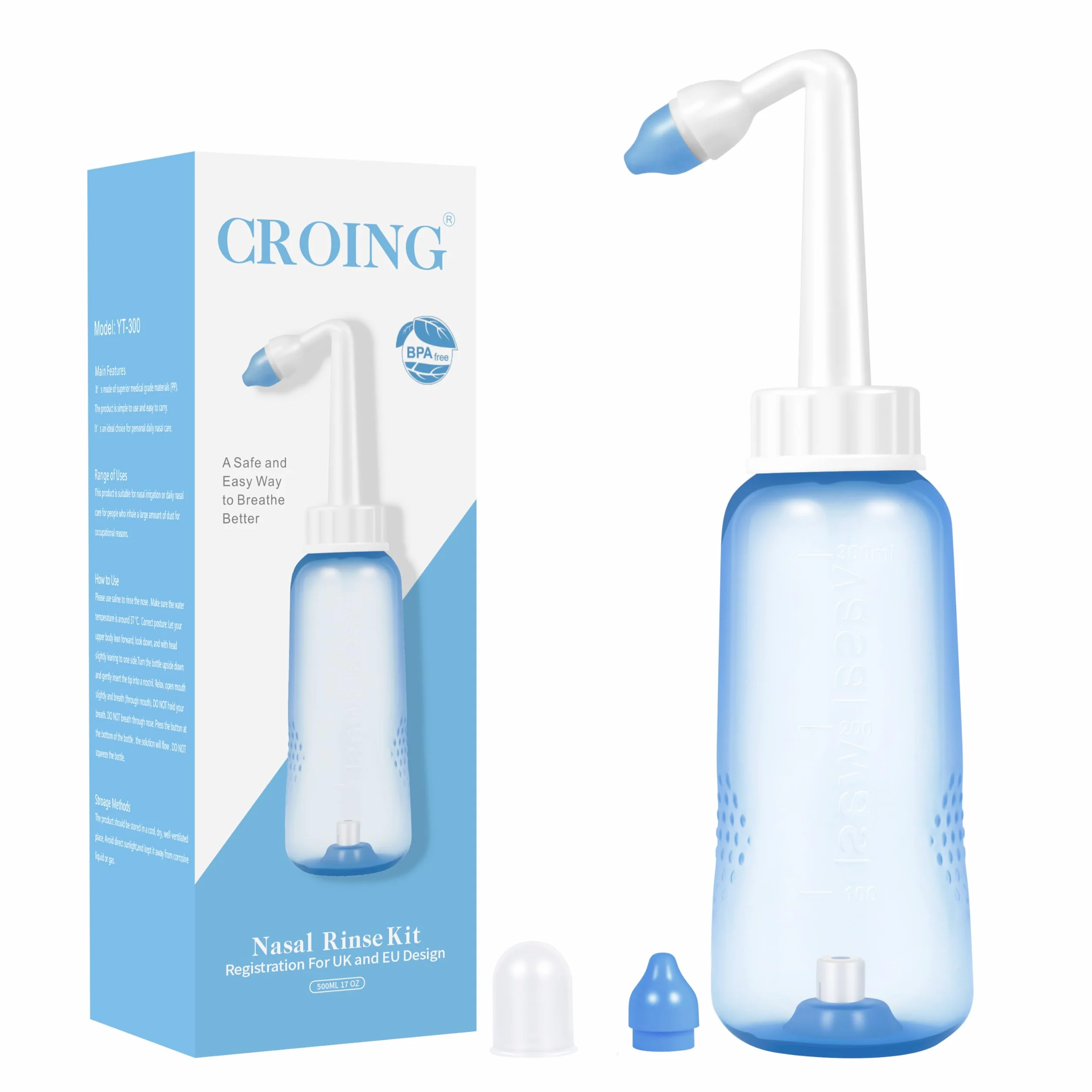 CROING Lavage de Nez Sinus Rinse 500ml Bouteille Irrigation Nasale