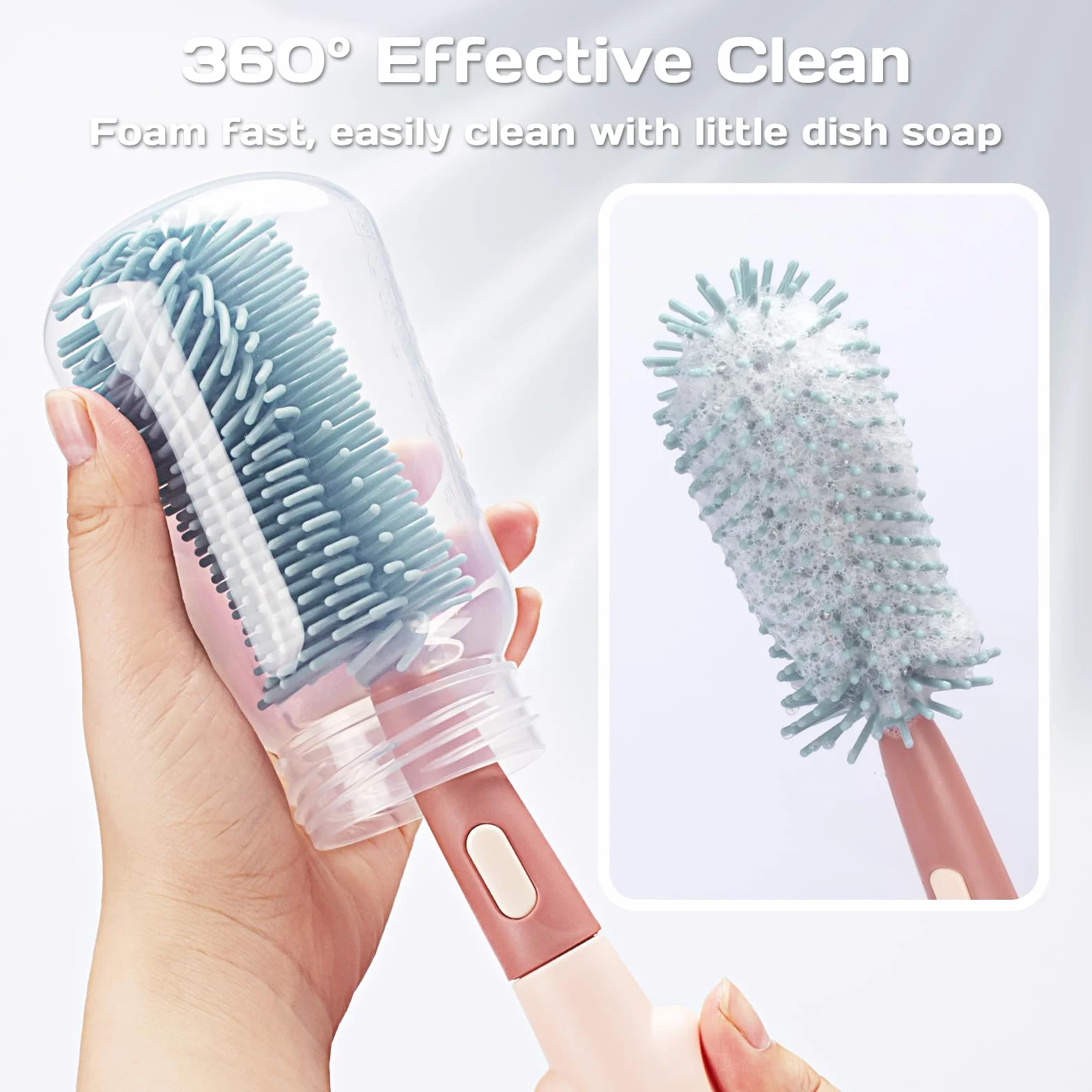 Brosses à Bouteilles en Silicone Alyvisun 3 en 1 Brosse Biberon Bébé à Paille Rouge
